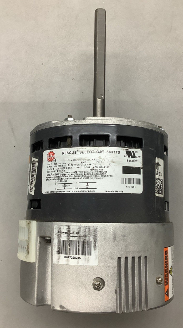 U.S. Motors 6631TS M055PWETC-1254 1/3-1/2HP 1050RPM Blower Motor (R108)