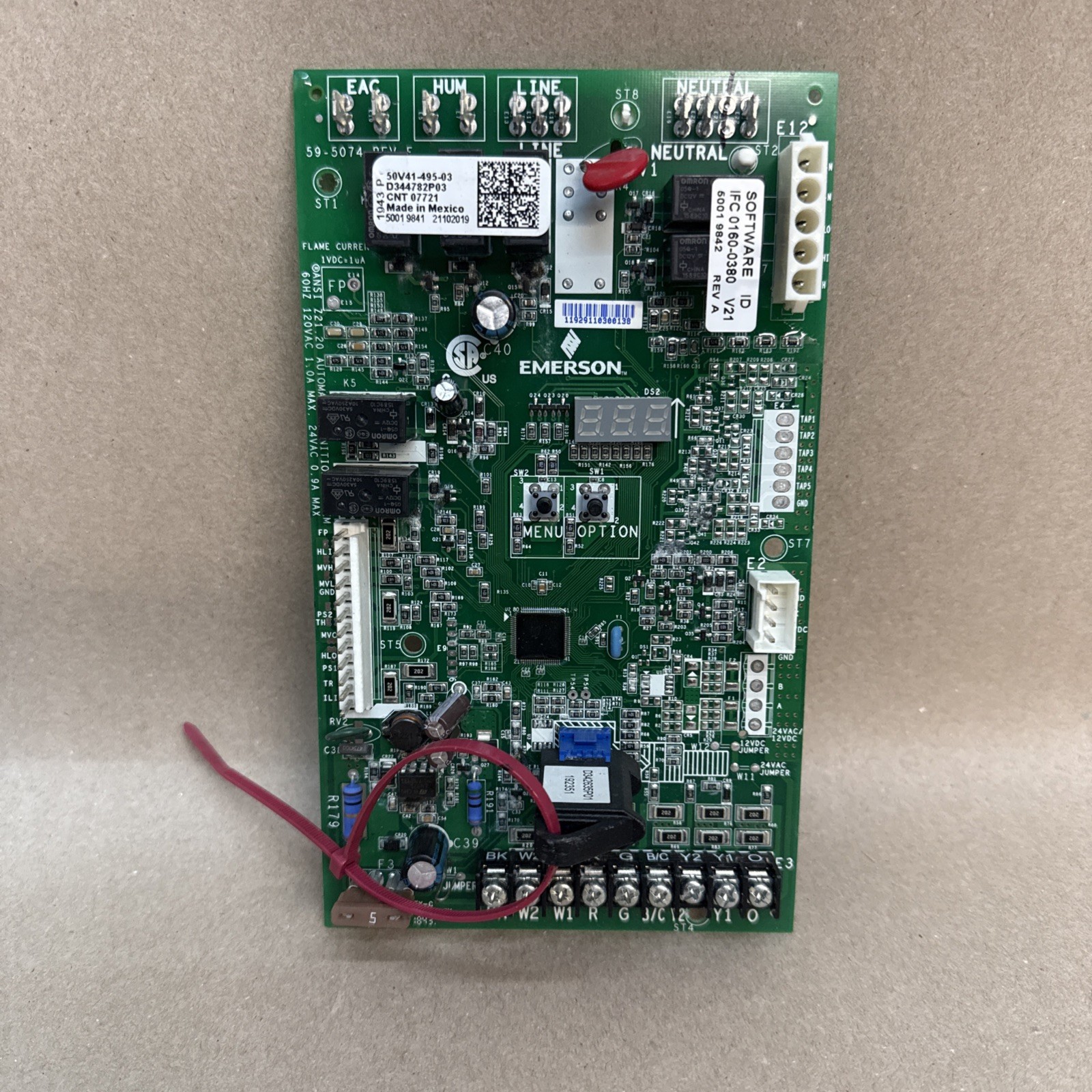 EMERSON TRANE 50V41-495-03 D344782P03 CNT07721 FURNACE CONTROL BOARD B2