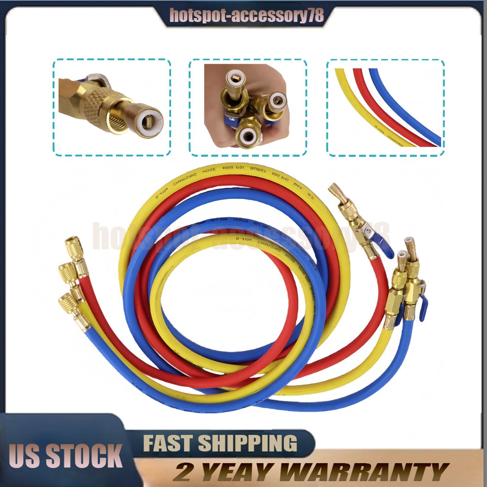 For 29986 Plus II 72″ HVAC Charging Hose Set 1/4″ (3-Pack) NEW