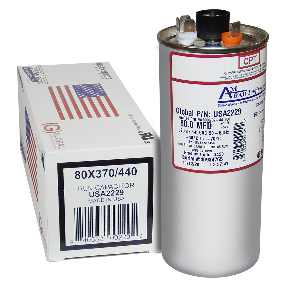 AmRad 80 uF 440/370V Run Capacitor replaces Hayward SMX11022320 HPX11024743