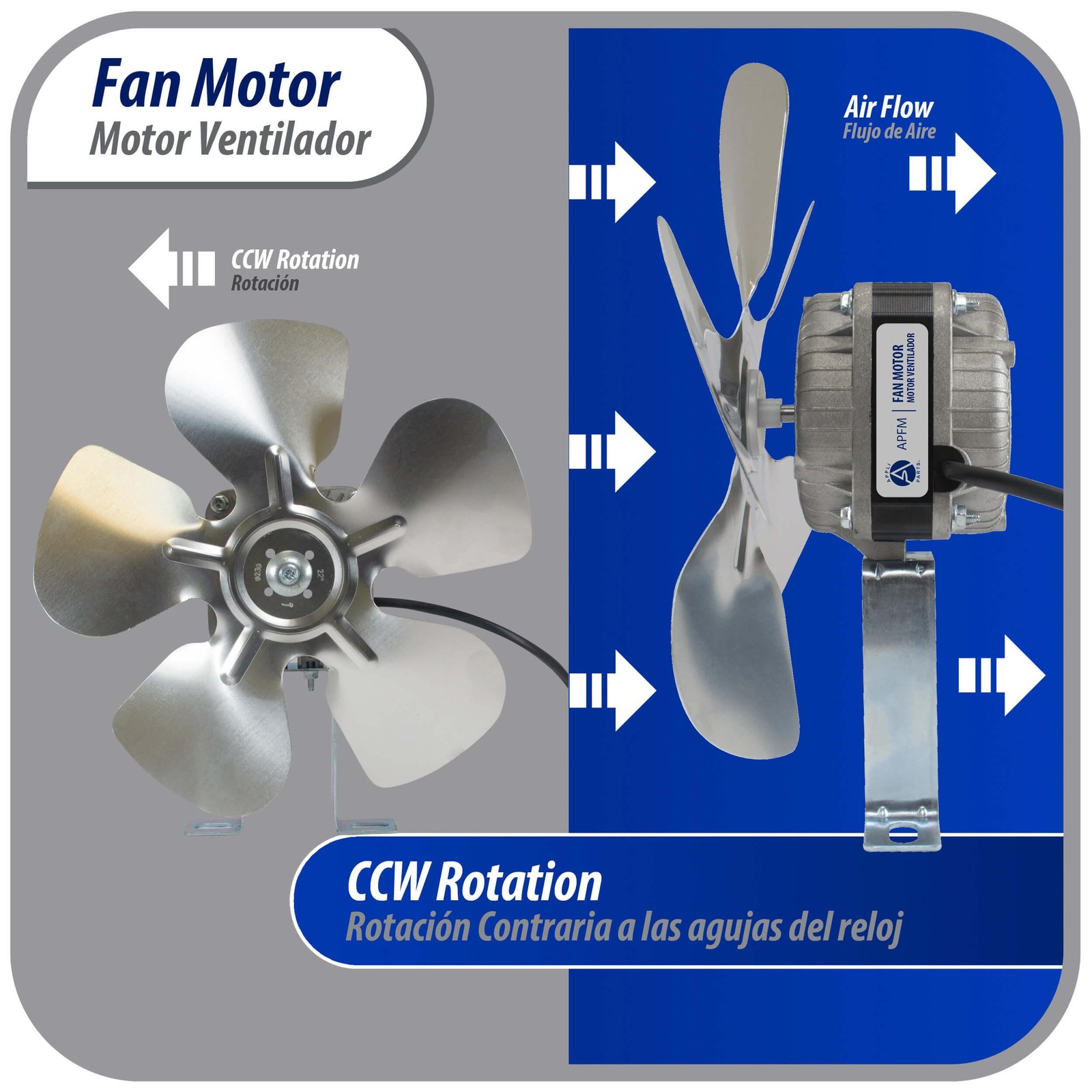 Appli Parts APFM-101E 10W Condenser and Evaporator Fan Motor 115V 60Hz 0.65A, In