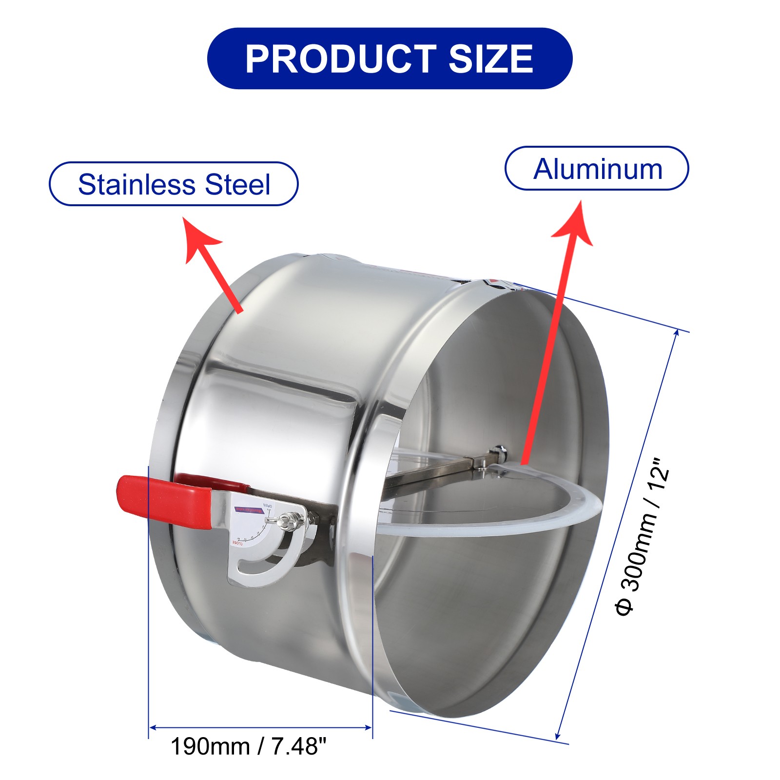 HVAC Duct Manual Volume Backdraft Damper 12″ Airflow Ducting Branch Vent