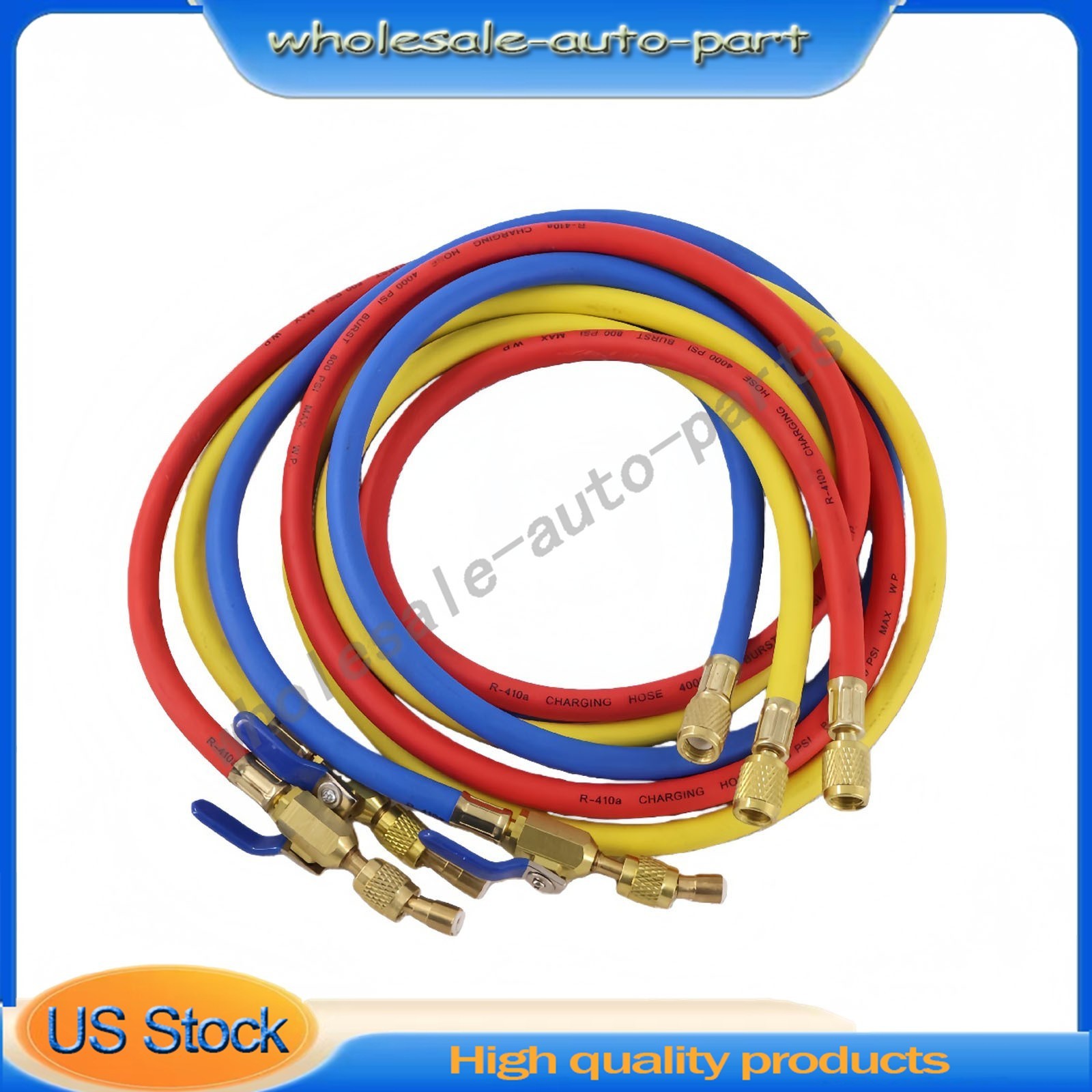 3Pack 29986 For R-410A Refrige Plus II 1/4″ Hose with Compact Ball Valve 72″ US