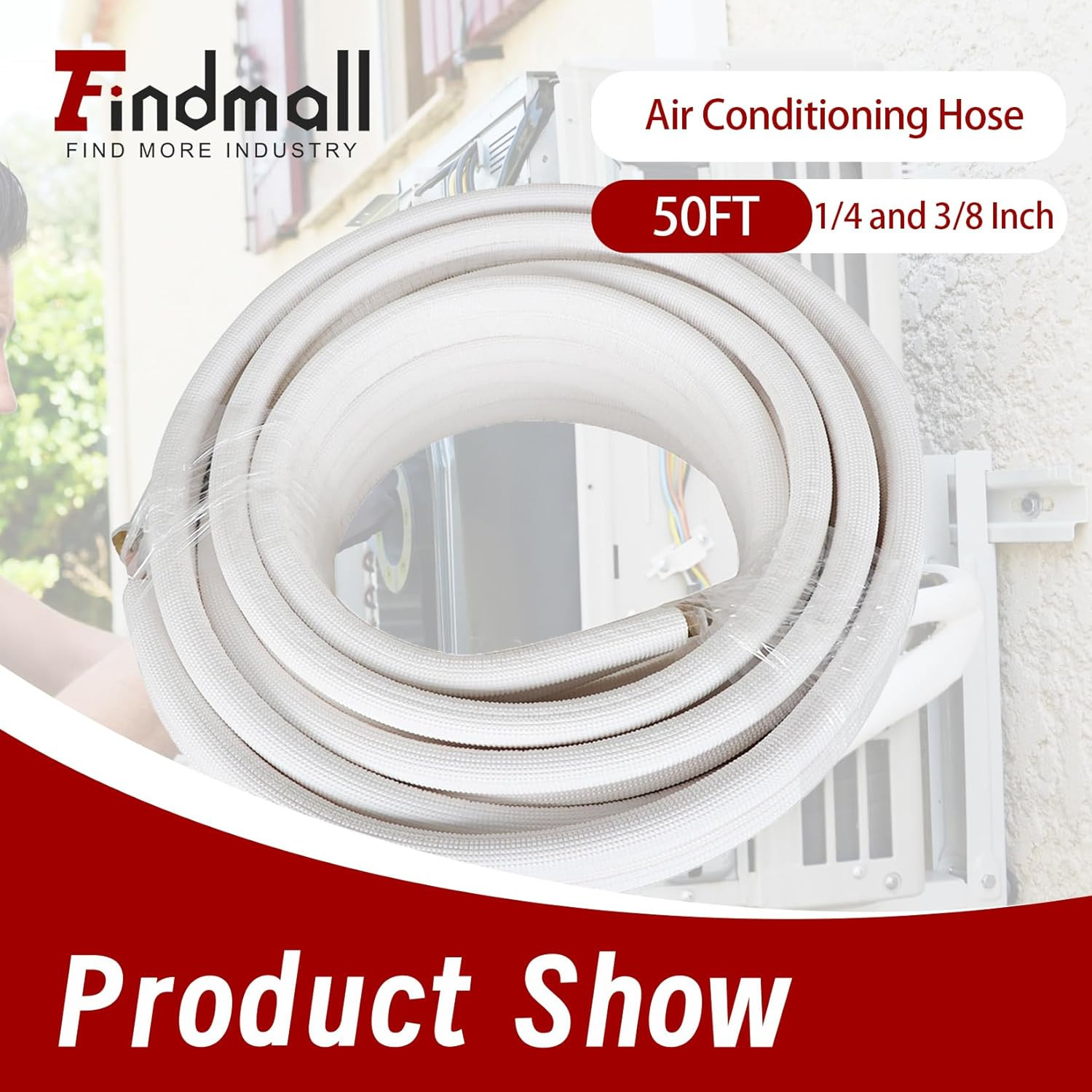 50FT Insulated Copper Hose for Mini Split AC – 1/4 & 3/8 Inch Extension Kit