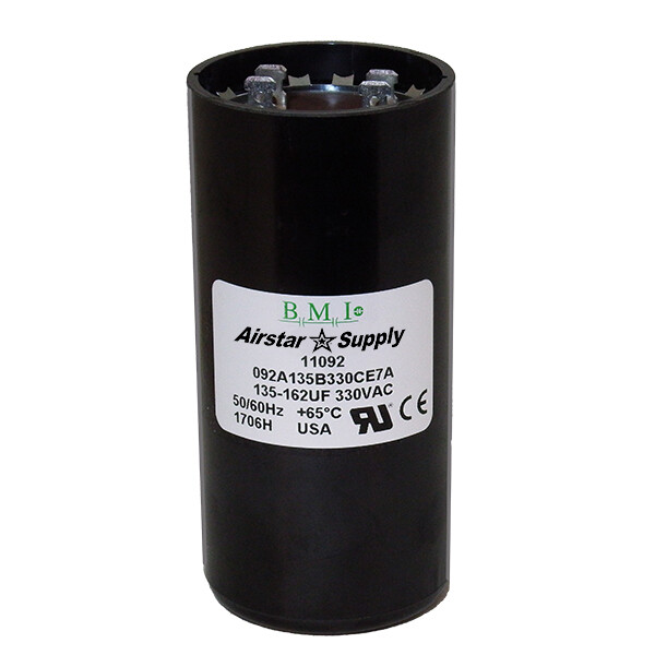 135-162 uF x 330 VAC BMI # 092A135B330CE7A Motor Start AC Capacitor w/ Resistor