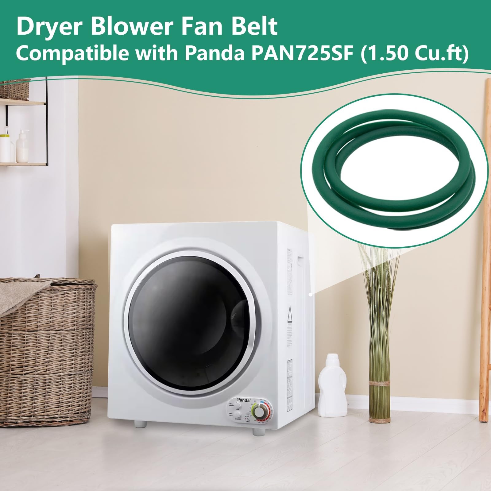 Dryer Blower Fan Belt Mini Compact Dryer(1.50 Cu.ft)- Replacement for Green