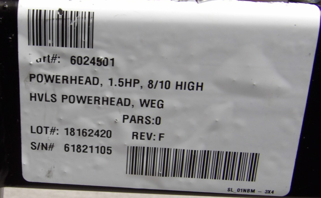 Serco HVLS Industrial Ceiling Fan Powerhead 1.5HP WEG Motor Assembly 6024501