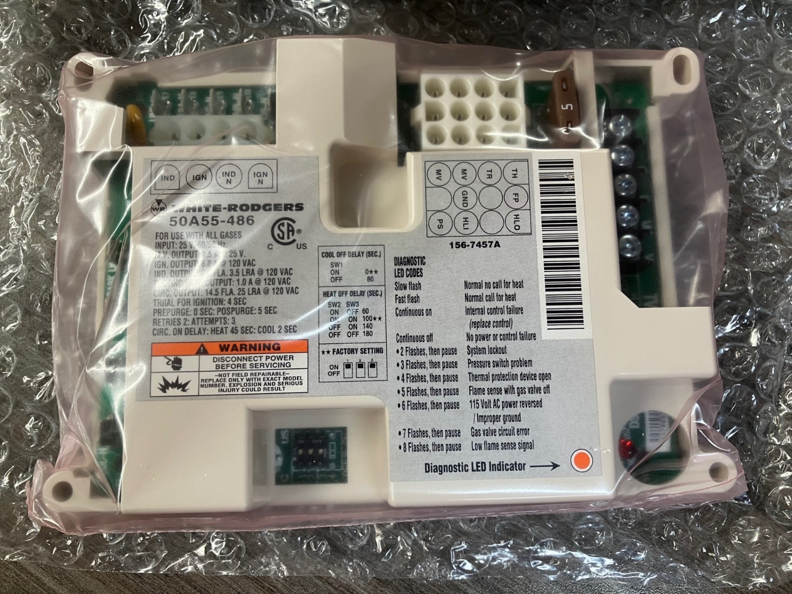 White-Rodgers Integrated Ignition Control 50A55-486 TRANE CNT03797