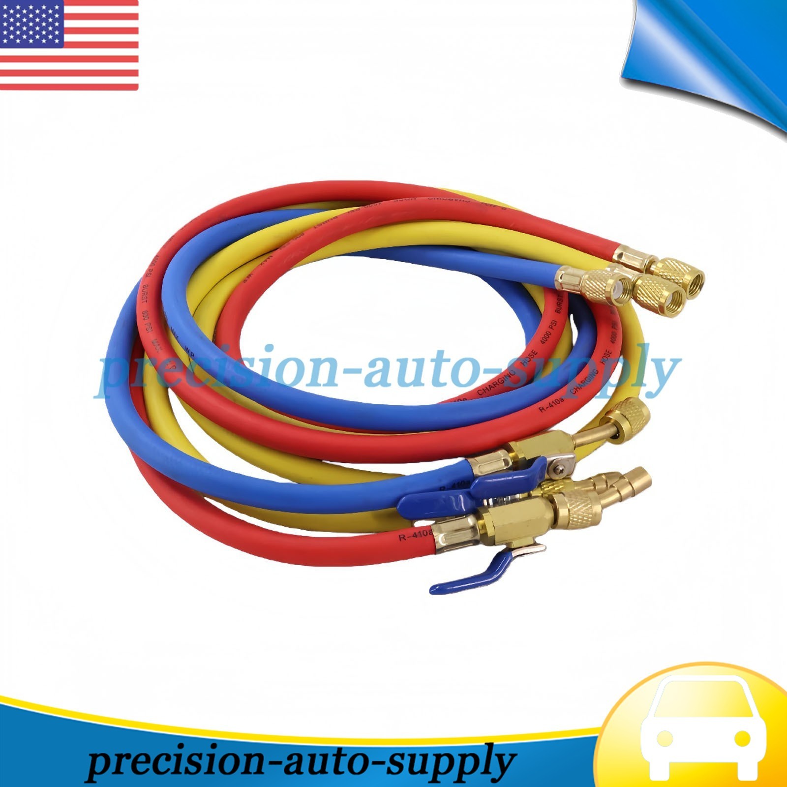 Fit For Plus II 72″ Charging Hose Set 1/4″ Compact Ball Valve 3 Pack
