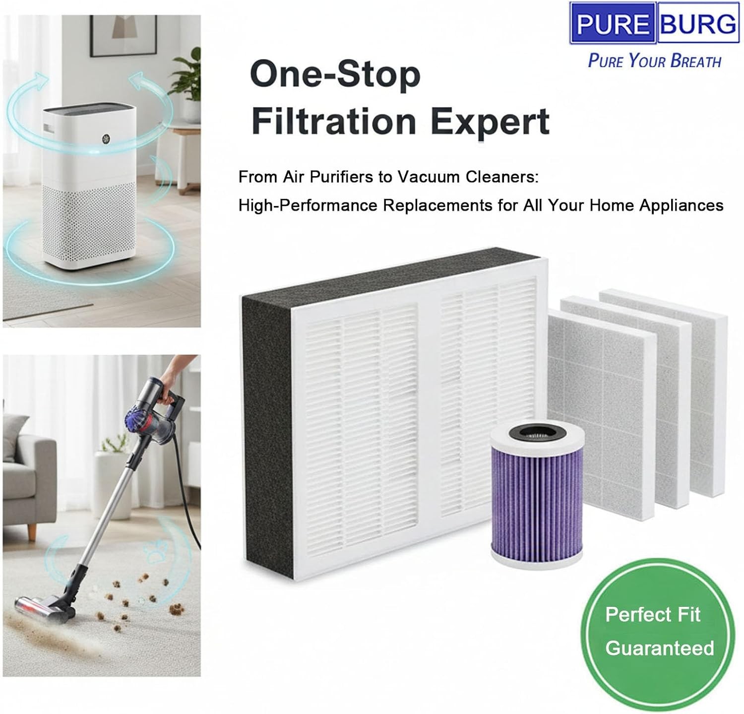 PUREBURG 1-Pack H13 HEPA Filter Fit COSTWAY EP24770US