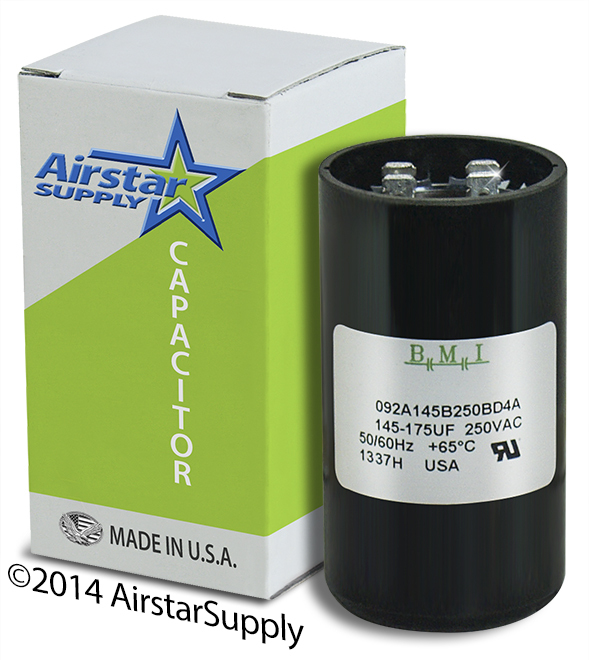 (2) PACK , 145-174 uF x 220 250 VAC BMI # 092A145B250BD4A Motor Start Capacitor