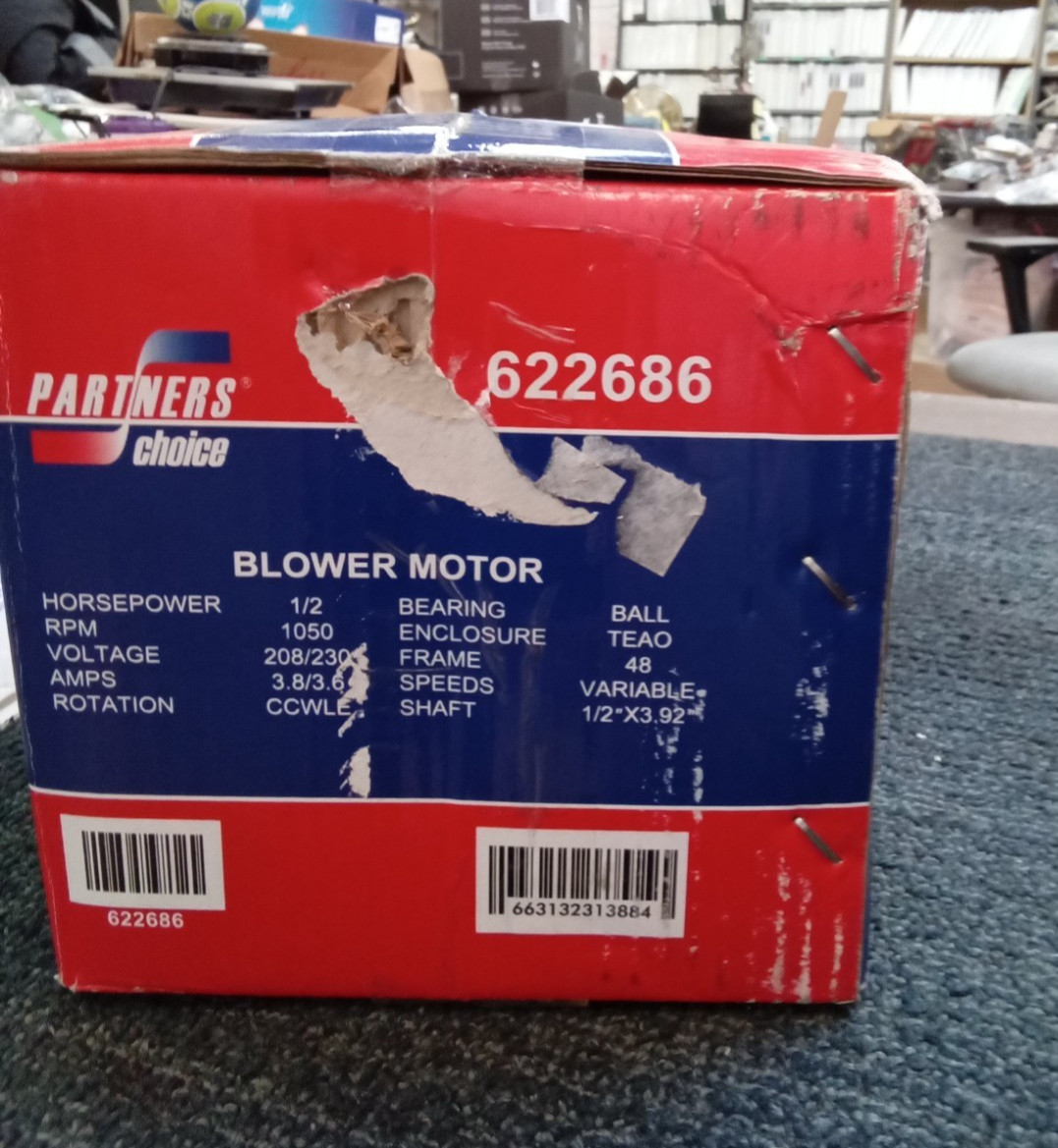 Broad-Ocean Blower Motor 1/2 HP 1050 RPM 208/230V 48 Frame Vari-Speed 622686 New