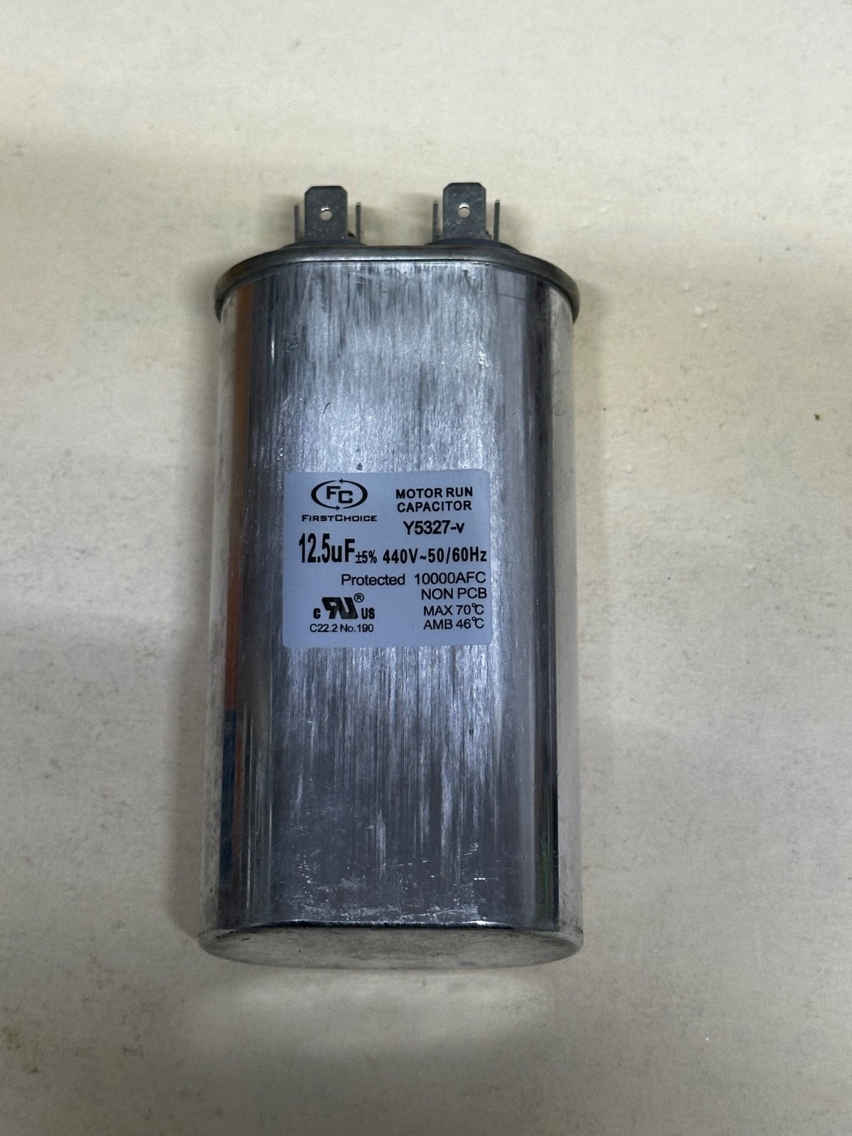 First Choice Capacitor Lennox Part Number Y5327 Run Capacitor 12.5 uF 440V Oval
