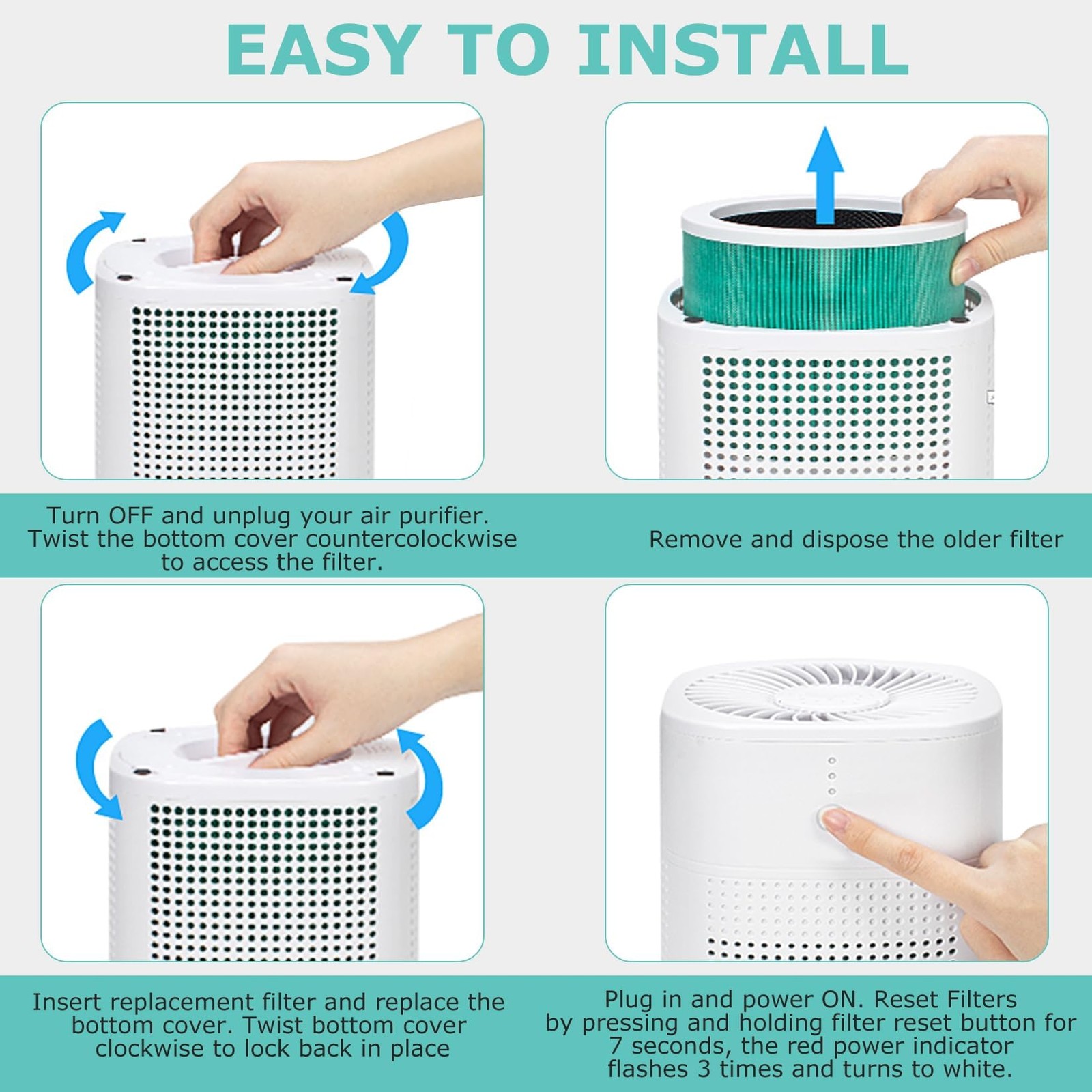 HY1800 H13 True HEPA Replacement Filter Compatible with Green