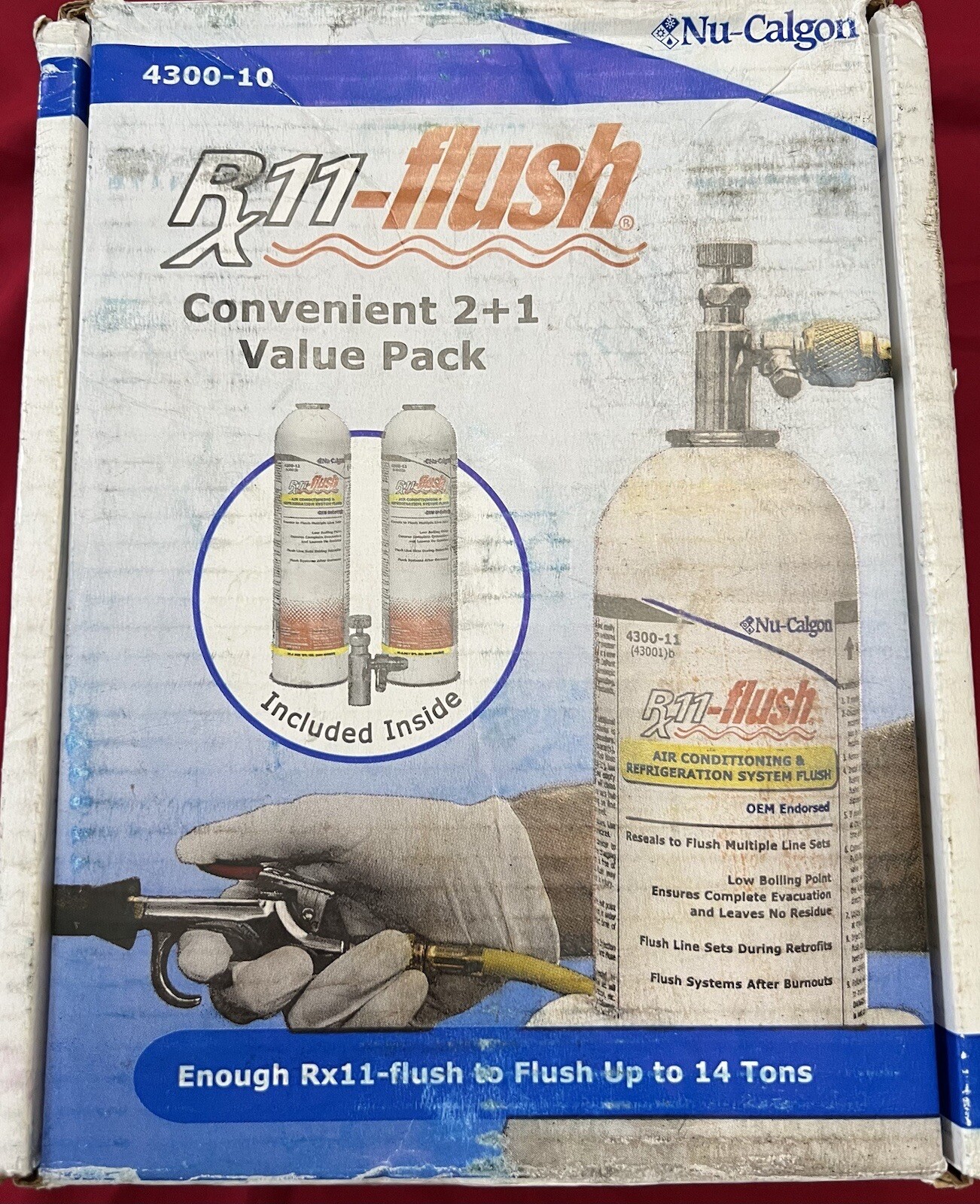 Nu-Calgon 4300-10 Rx11-flush 2+1 Display Pack, AC/R System Flush