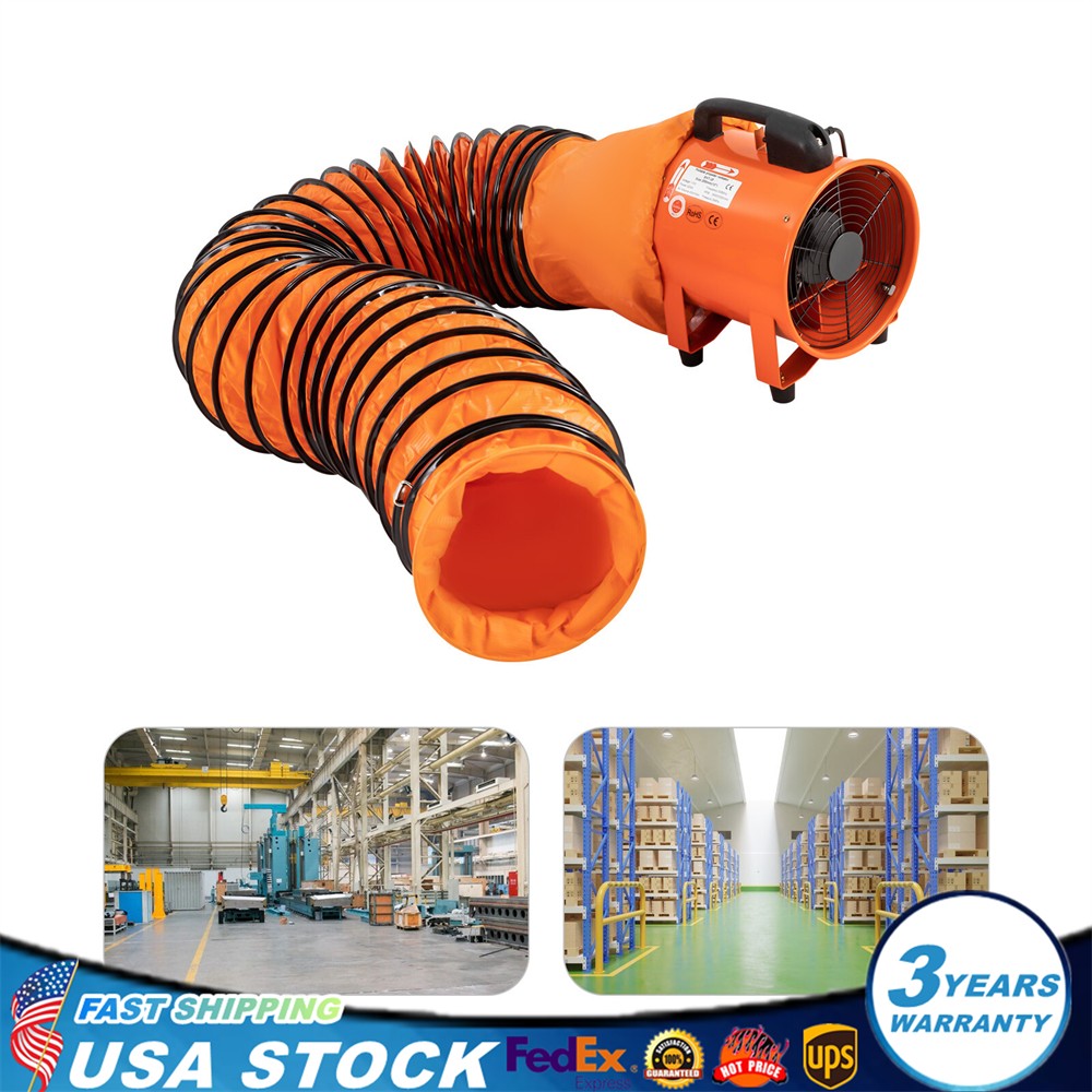 10″ Extractor Fan Blower Duct Hose Ventilator Portable Industrial Air Mover 320W