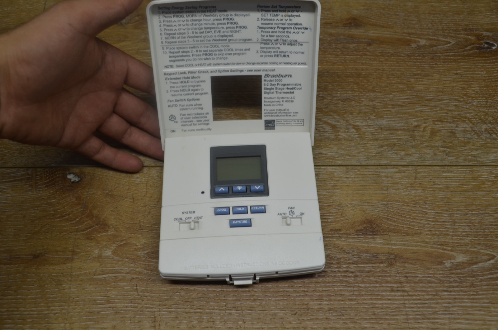 Braeburn 5000 5-2 Day Premier Programmable Backlit Digital Thermostat 1-H 1-C