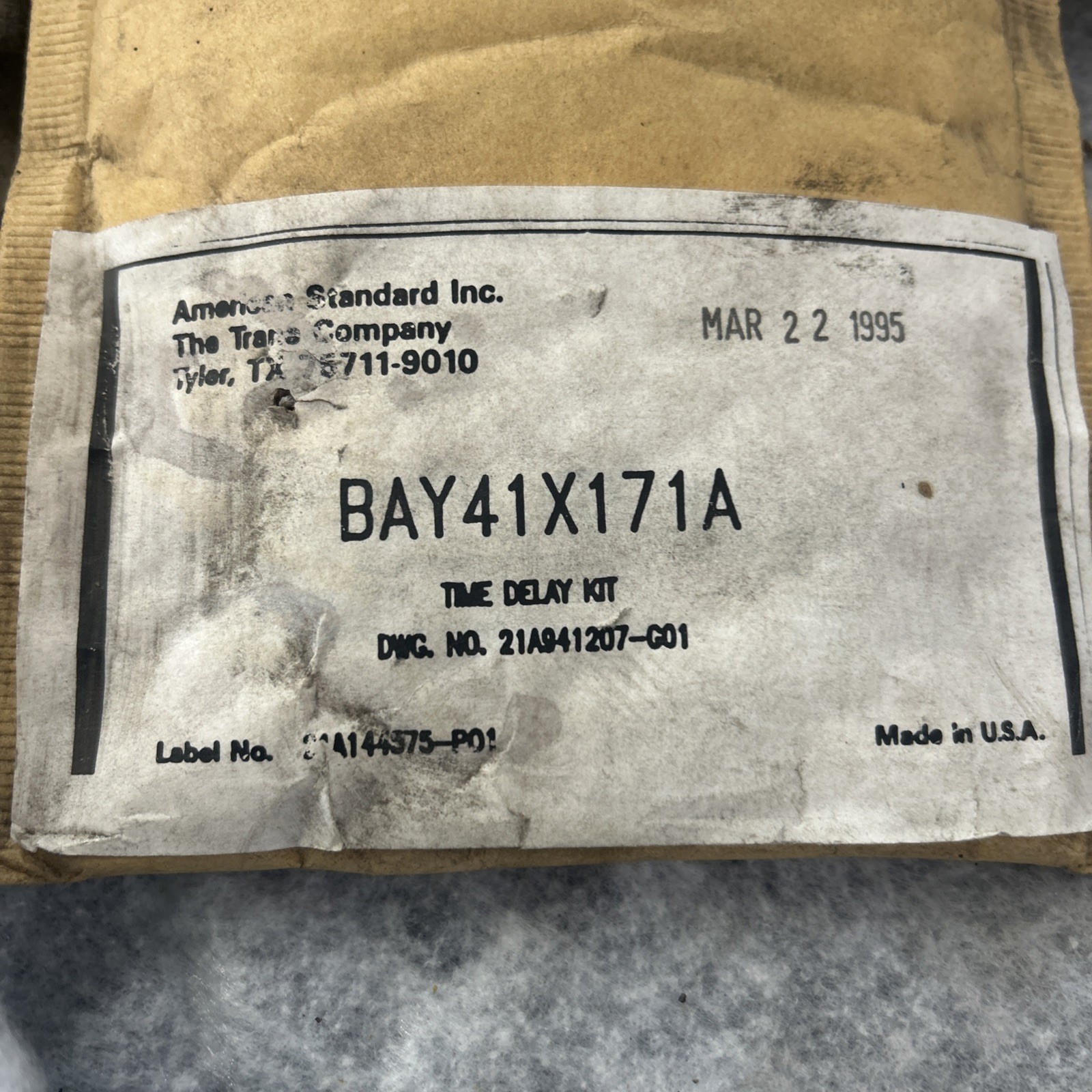 Trane/American Standard BAY41X171A Time Delay Kit