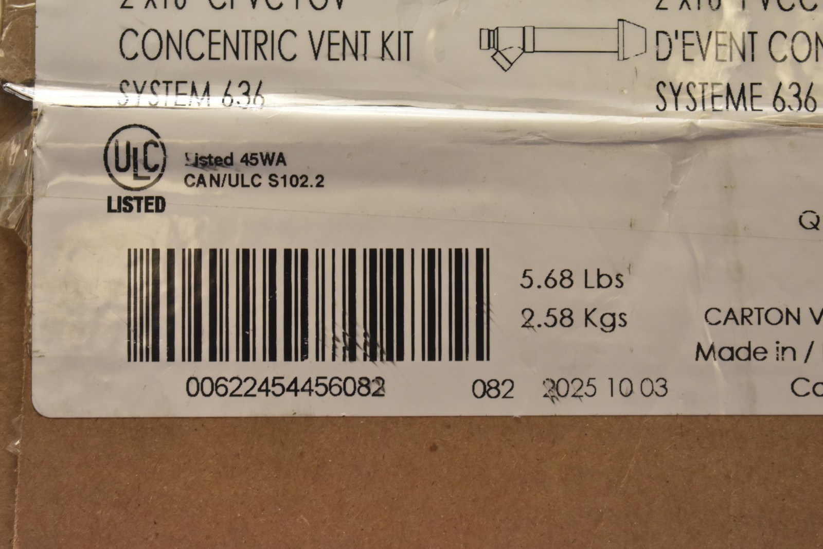 IPEX 197040 2×16 CPVC FGV Concentric Vent Kit System 636 Canada New Open Box