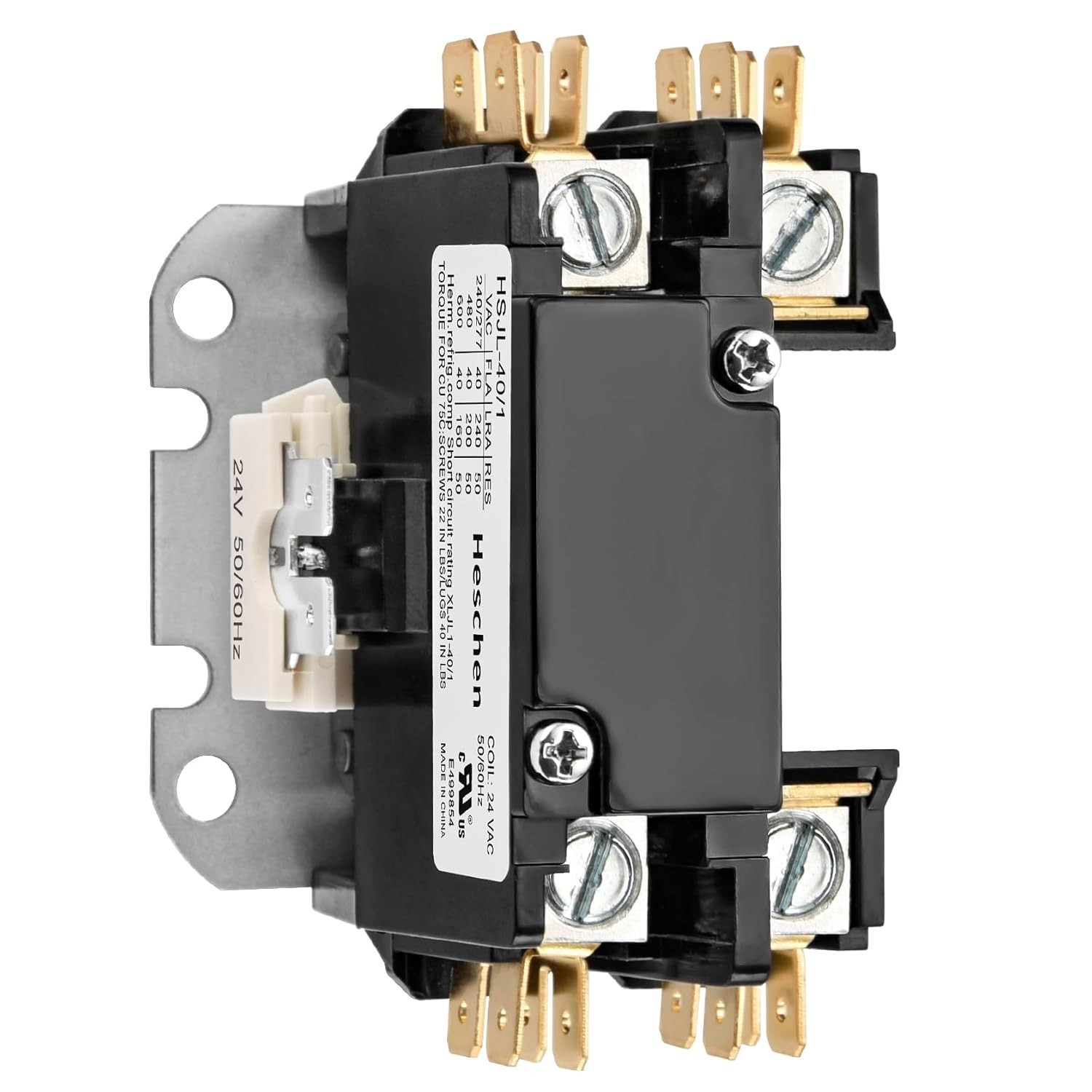 HVAC Motor Contactor 1 Pole 40A 24VAC Coil for AC Heat Pump Refrigeration UL