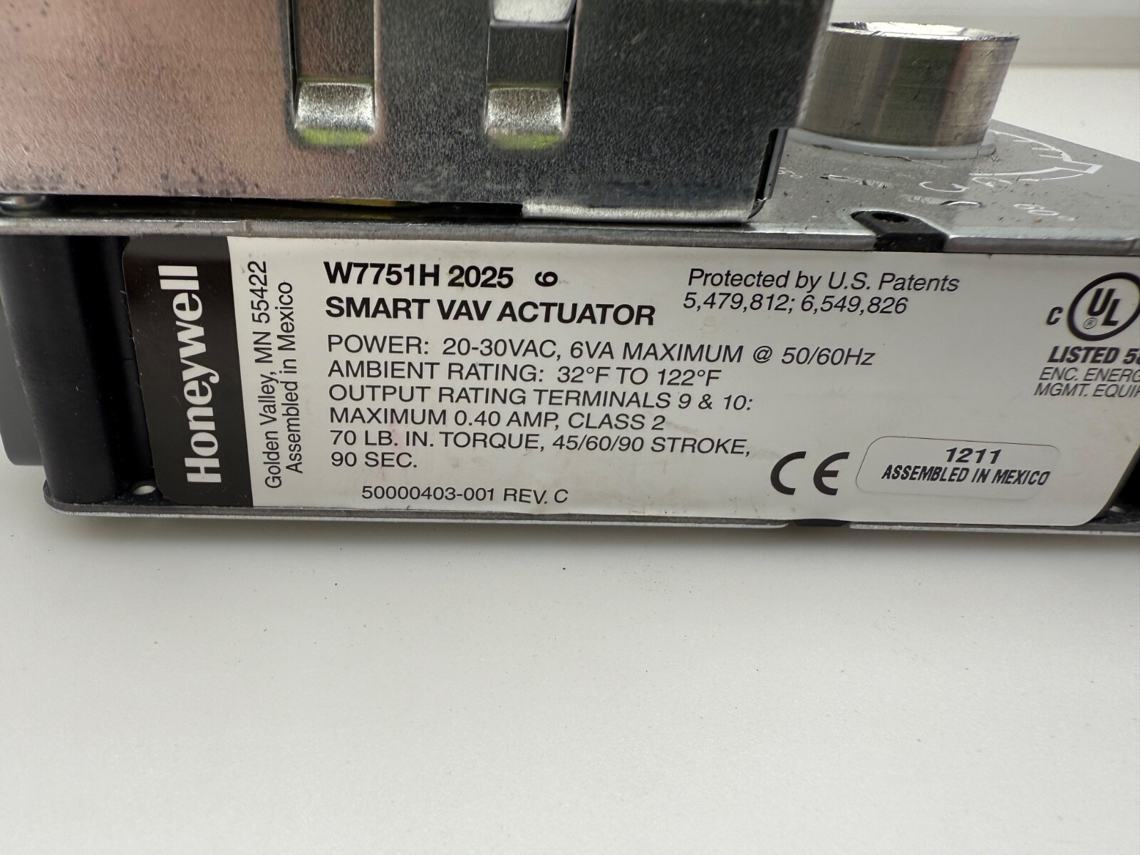 Honeywell W7751H 2025 Smart VAV Actuator W7751H2025
