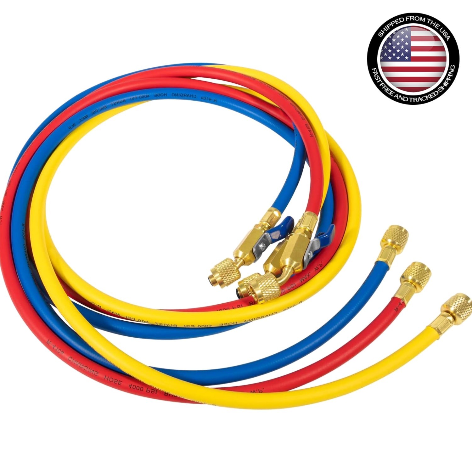 Yellow Jacket 29986 Plus II 1/4″ Hose with Compact Ball Valve, 72″ (Pack of 3)!