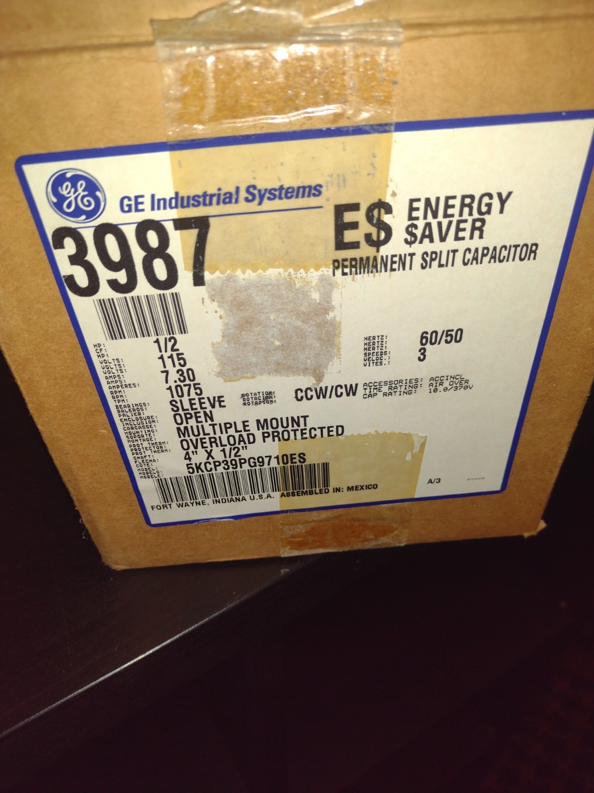 GE 5KCP39MGE215ES 1/2Hp Blower Motor New Old Stock Fast Shipping PN 3996