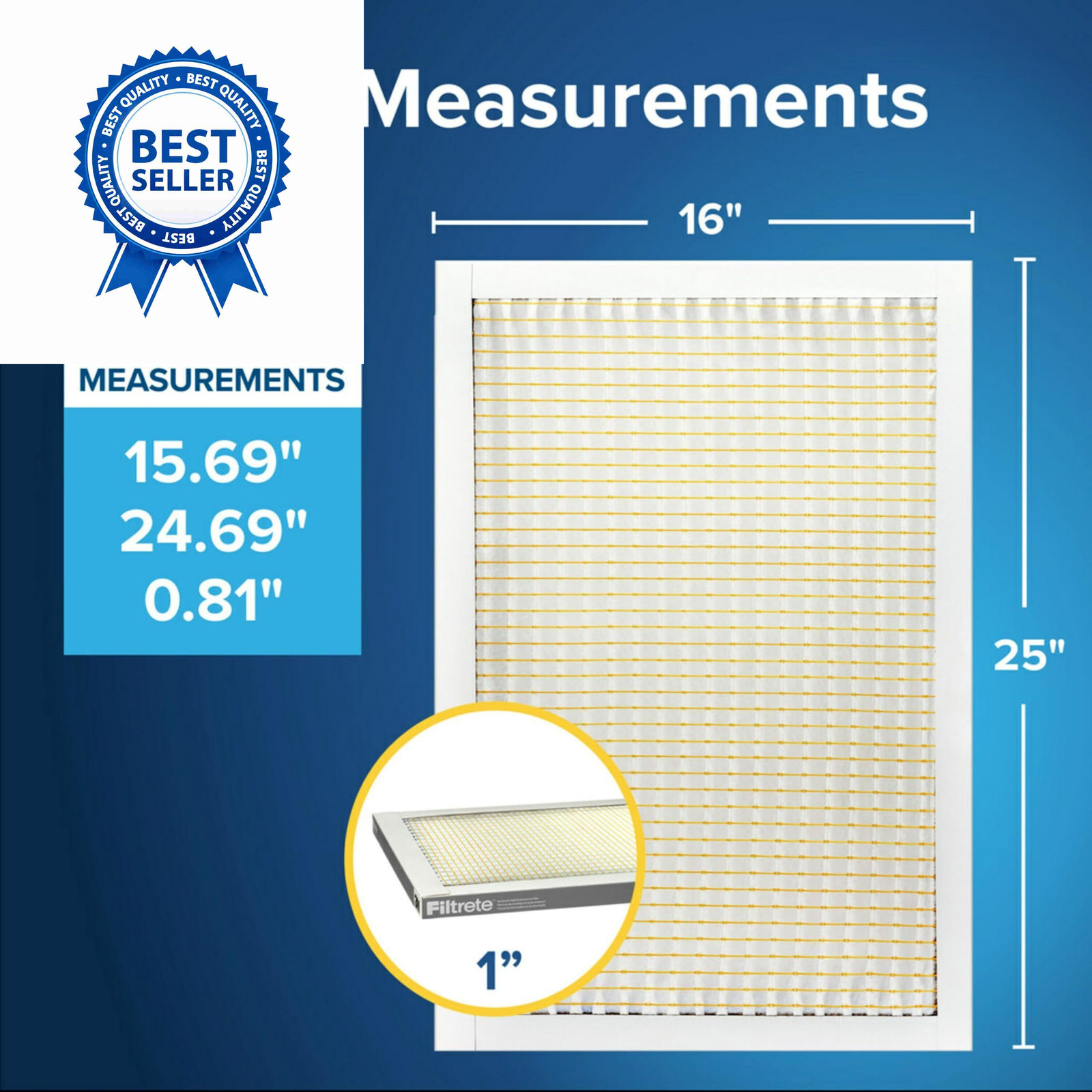 Filtrete 16x25x1 Air Filter MERV 5, 6-Pack AC Furnace HVAC 16x25x1, White