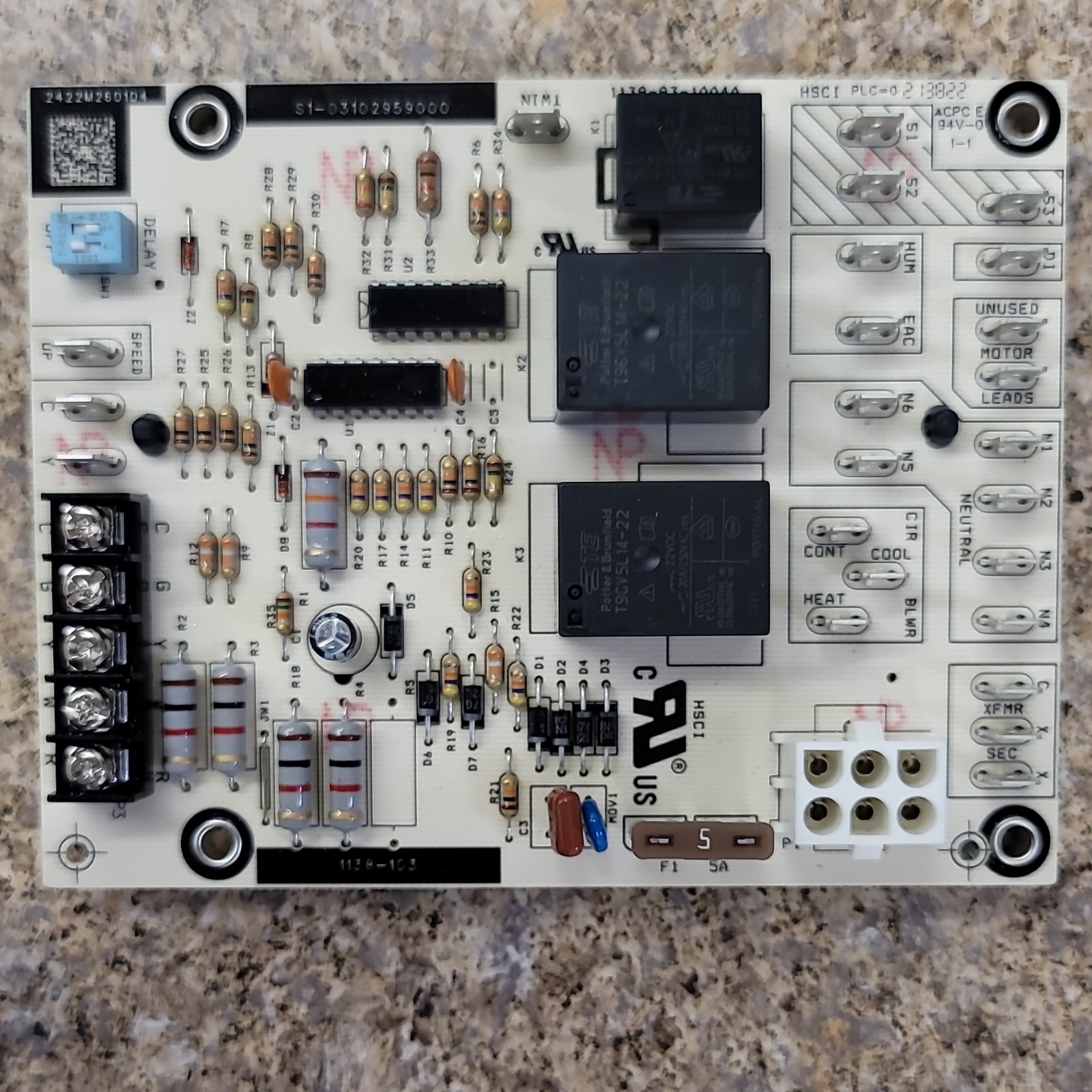 SOURCE 1 Blower Control Board S1-03102959000 1138-103-I 24V 5A Fiberglass