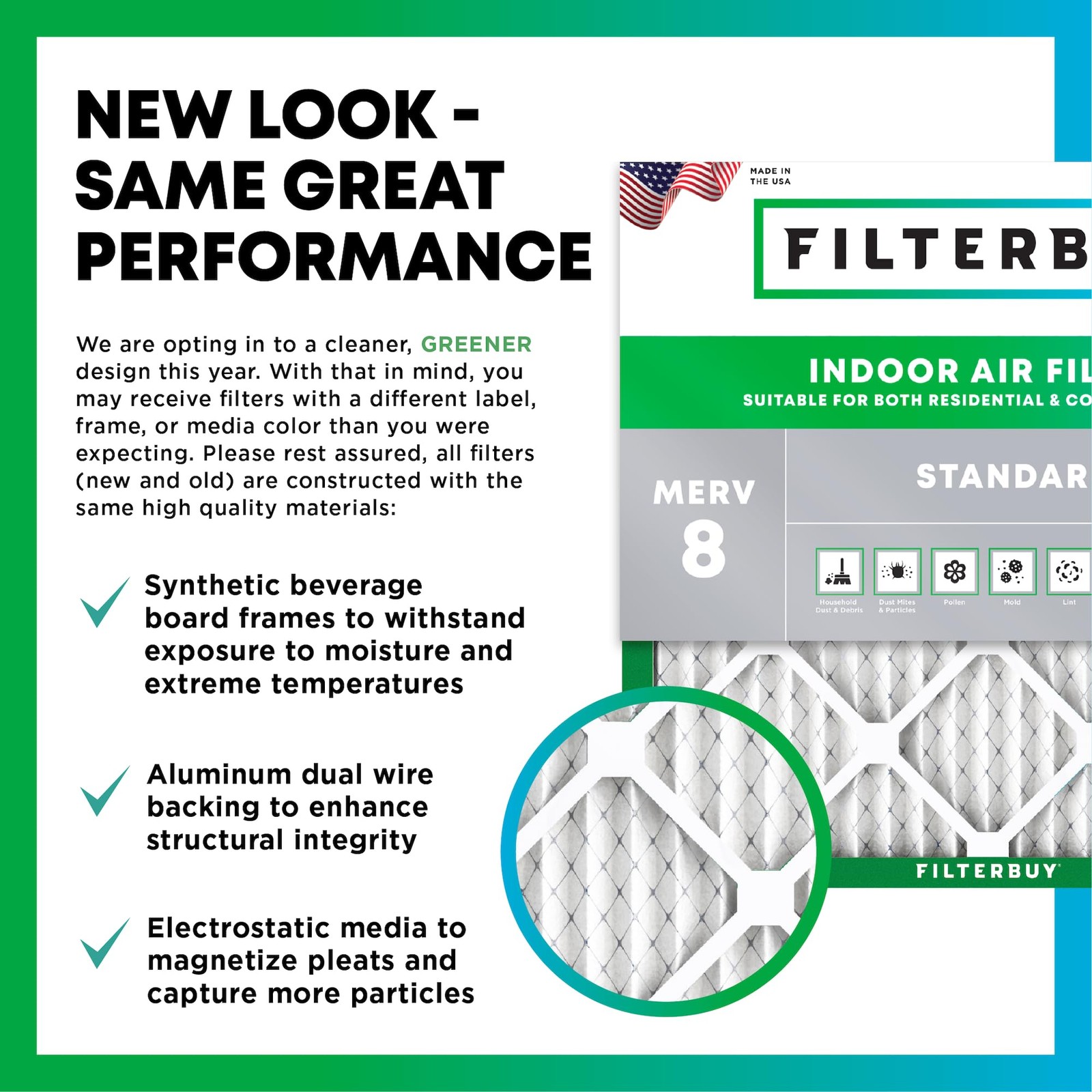 Filterbuy 16X25X1 Air Filter Merv 8 Essential Defense 4-Pack Electrostatic