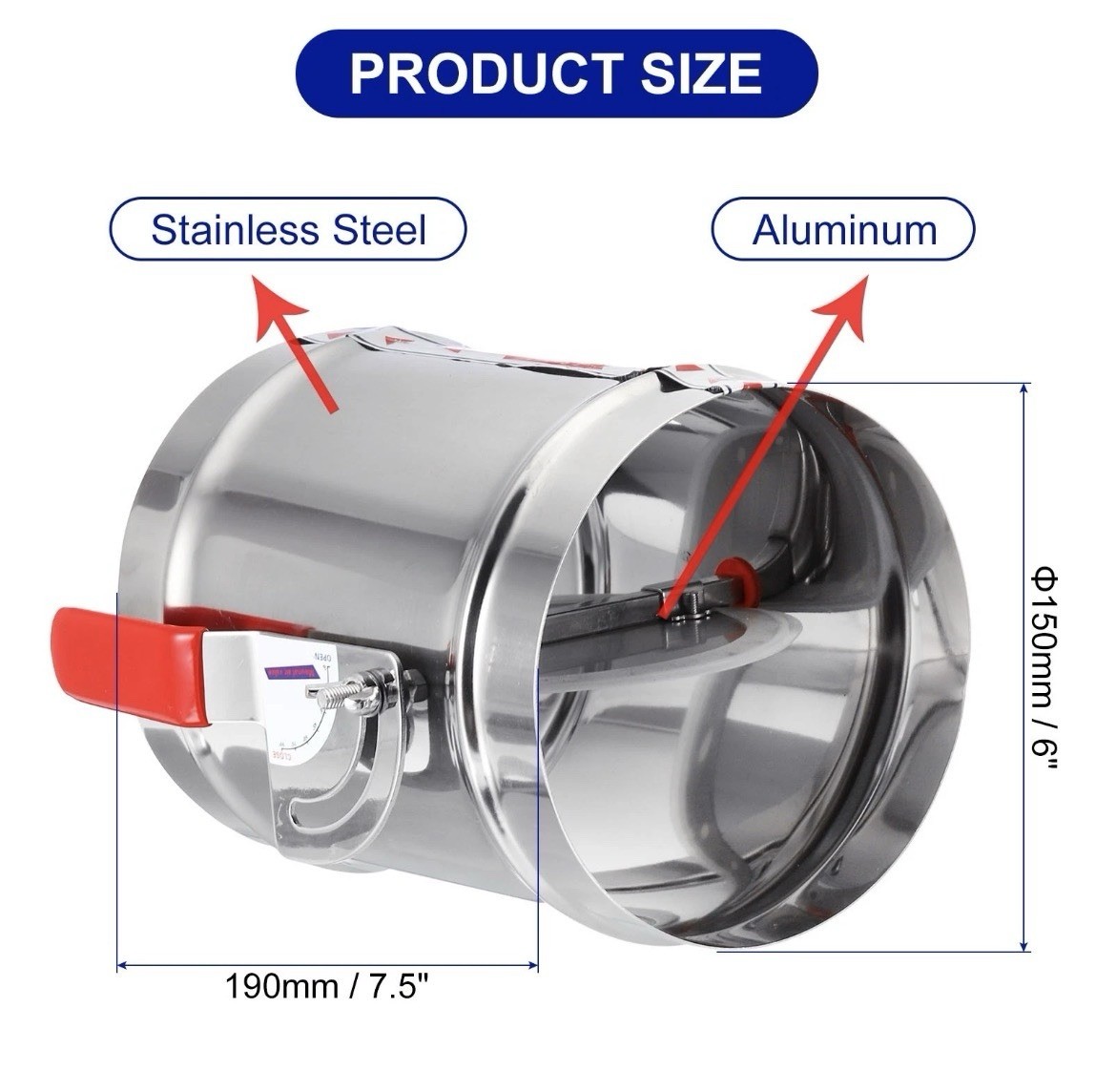 6 Inch Duct Manual Volume Backdraft Damper,FOR HVAC Vent Damper