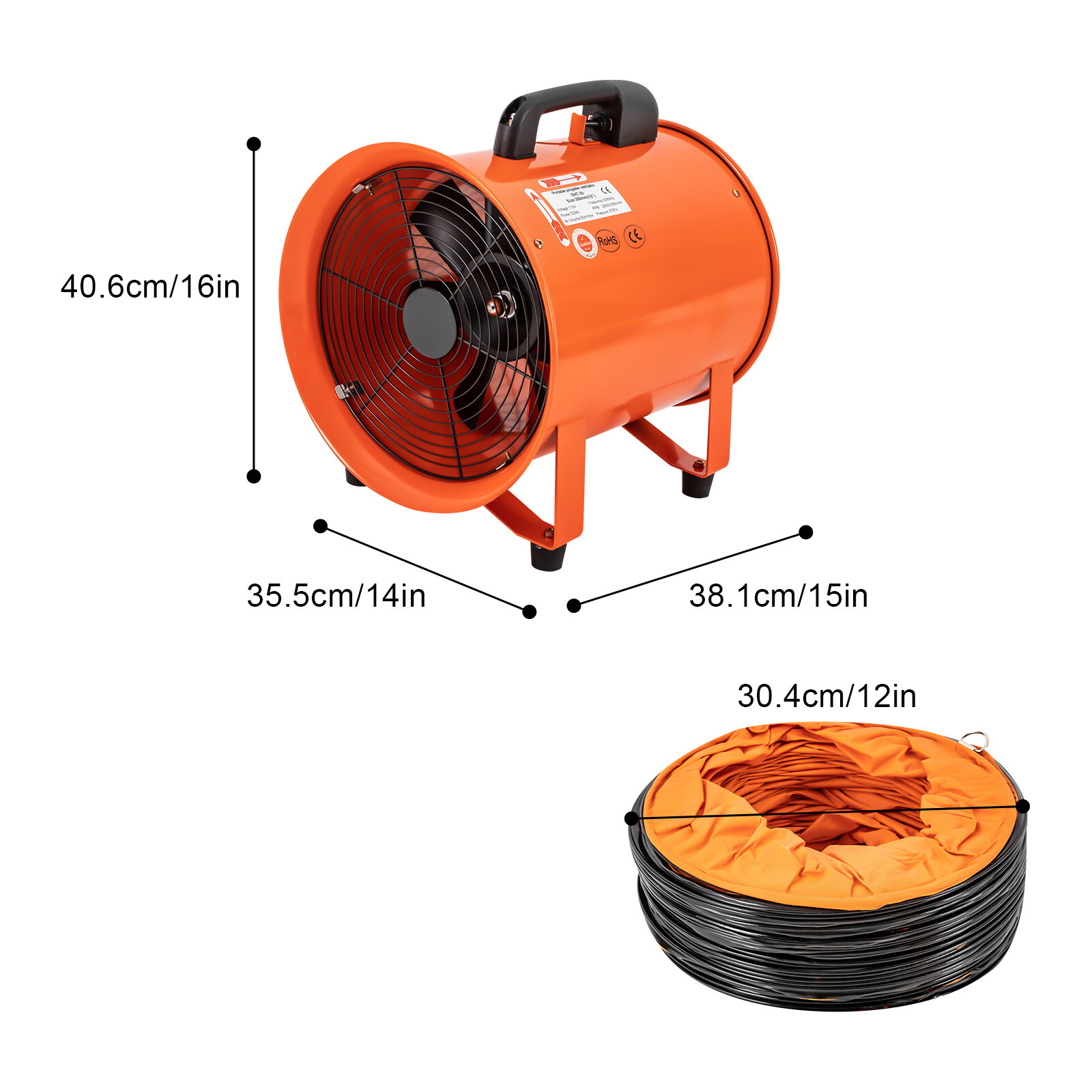12” Extractor Fan Utility Blower Fan Portable Duct Hose High Velocity Exhaust