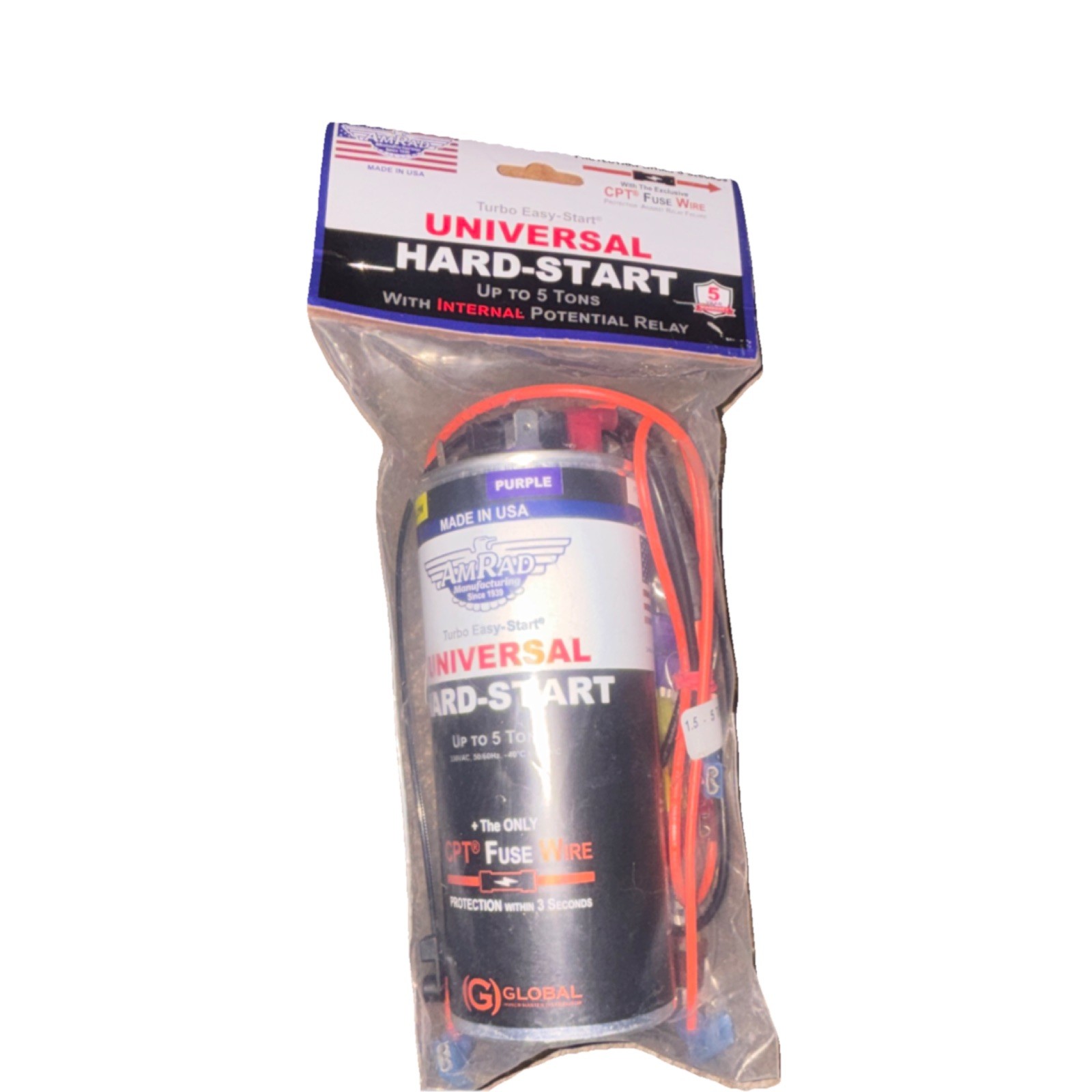 AMRAD Turbo Easy-Start Universal Hard Start Capacitor for AC Up to 5 Tons