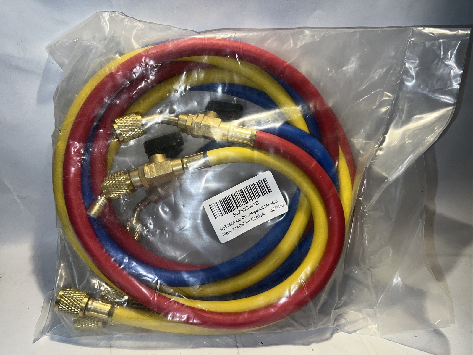 R134A A/C Charging Hose with Ball Valve, (4000~800) PSI Working Pressure 1/4″