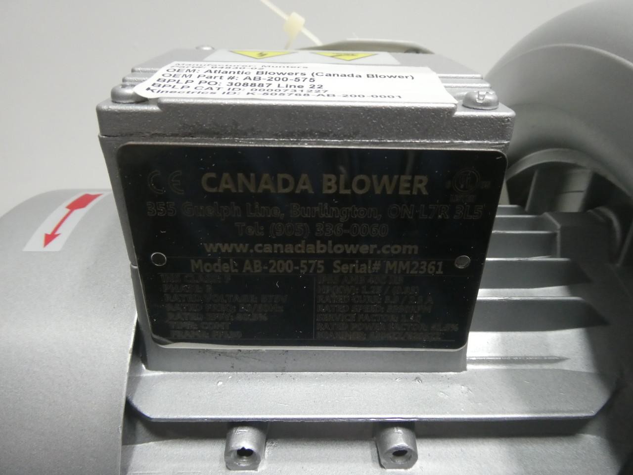 Canada Blower AB-200-575 Regenerative Blower 110cfm 3ph 1.25hp 60in-h2o 575v-ac