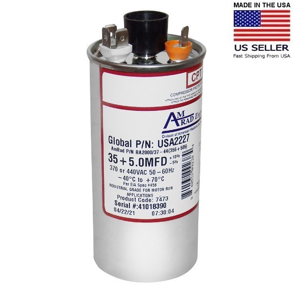 USA2227 35+5 uf/MFD 370-440 VAC volts AMRAD Dual Run Capacitor 50/60 Hz Lot-1
