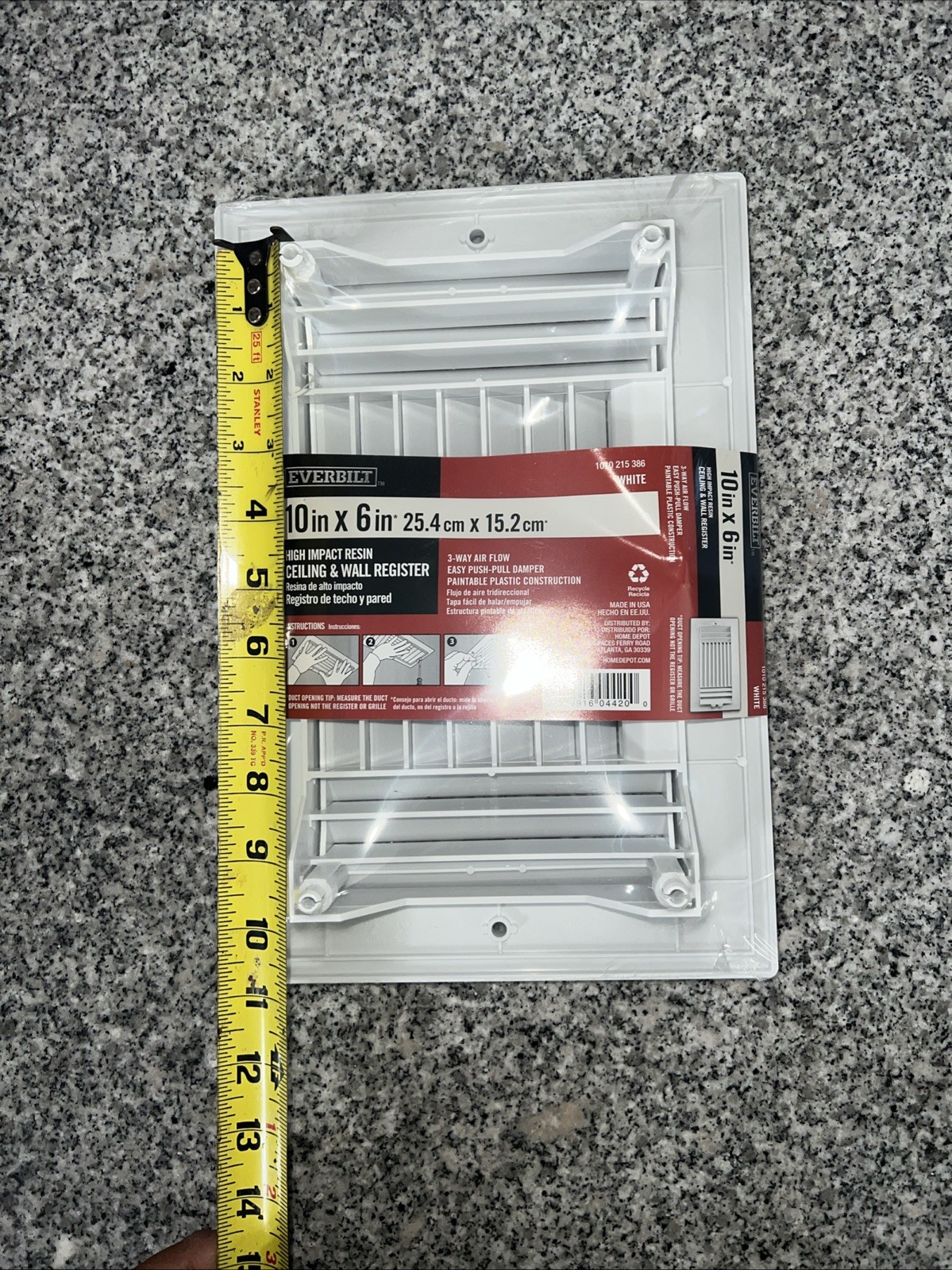 Everbilt 10×6 High Impact Resin Ceiling & Wall Register White RGC106RHD