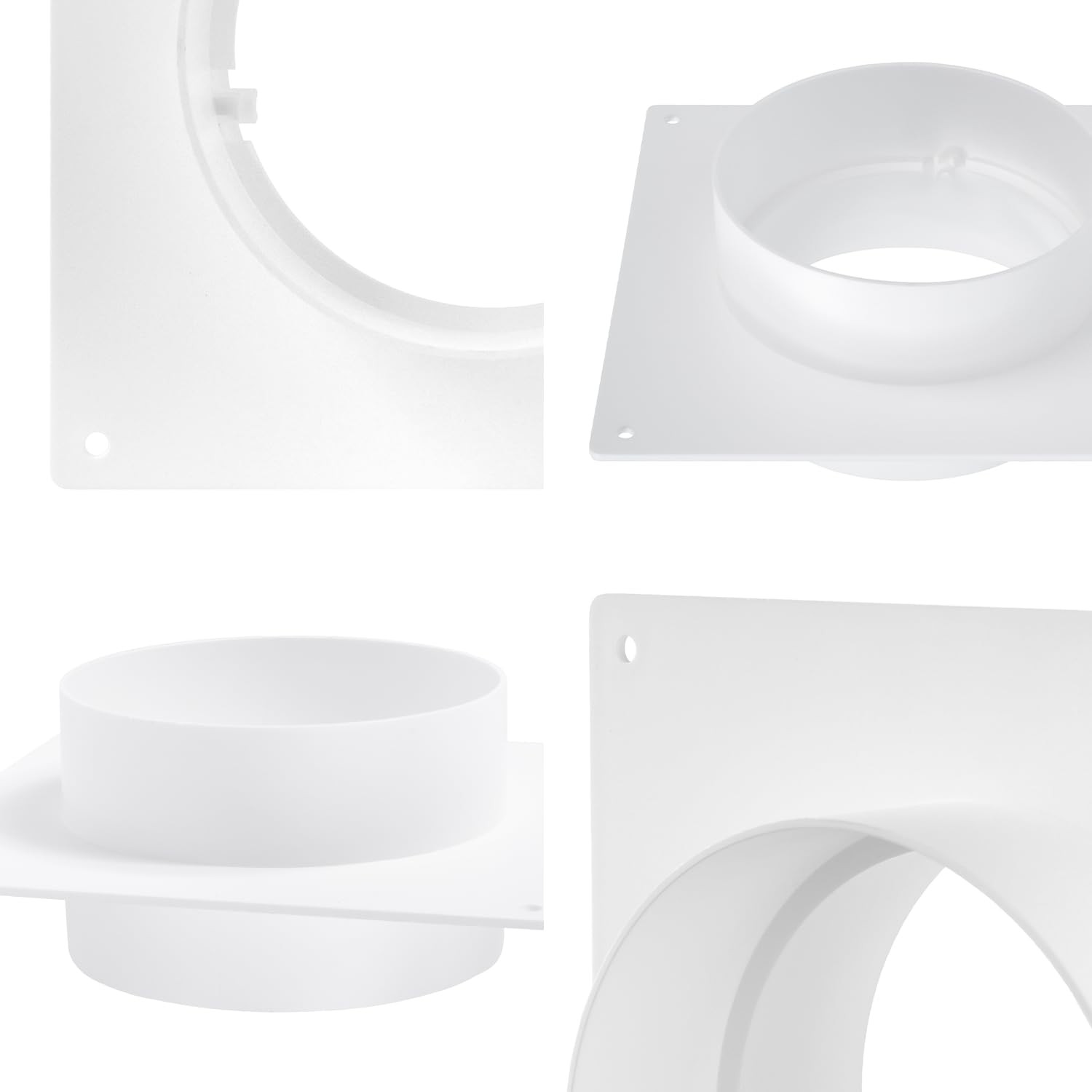 Repa Market 4 Inch Duct Connector Flange – Plastic Round Male 4 Inch, White