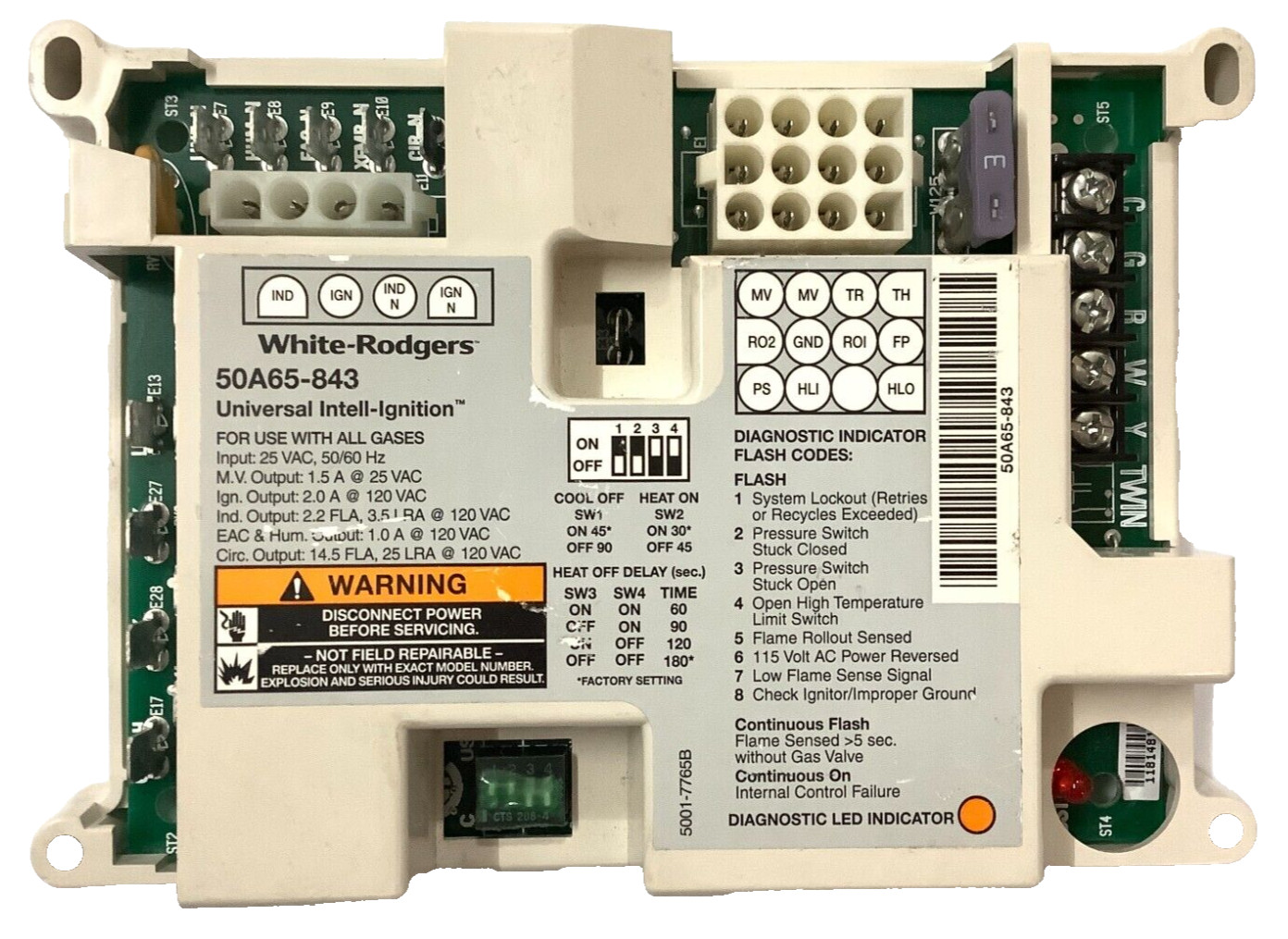 50A65-843 White Rodgers Ignition Furnace Control Board Module