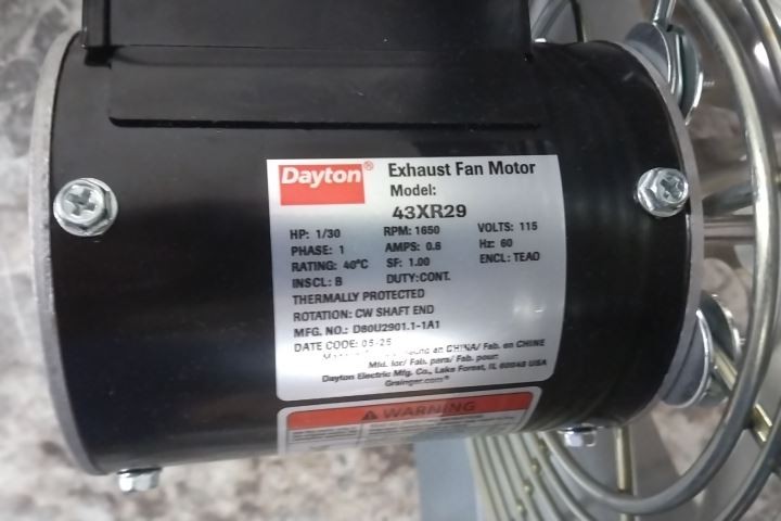Dayton 10D952D 1/30 HP 115VAC 8 In Blade Diameter Exhaust Fan (BW)