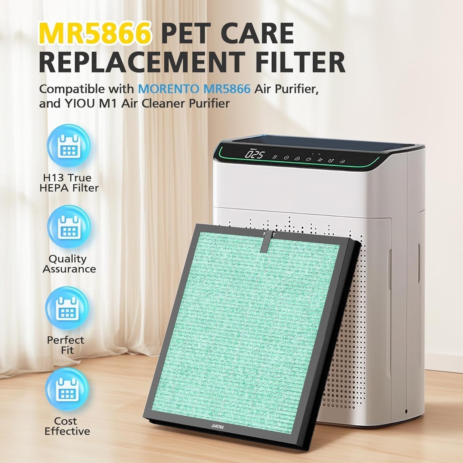MR5866 Replacement Filter Pet Care Compatible with MORENTO MR5866 Air Purifie…