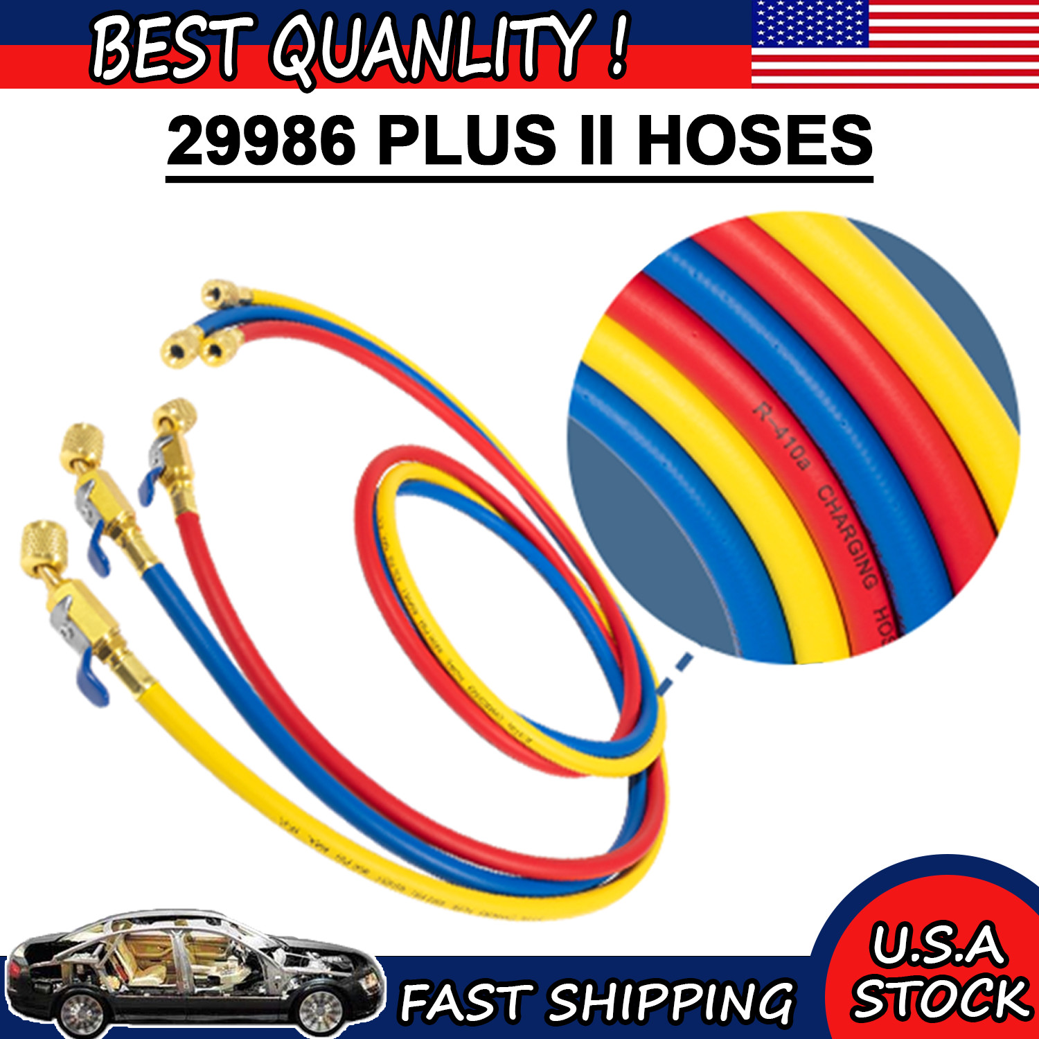29986 Plus II 1/4″ Hose with Compact Ball Valve End Refrigerant Charging Hose