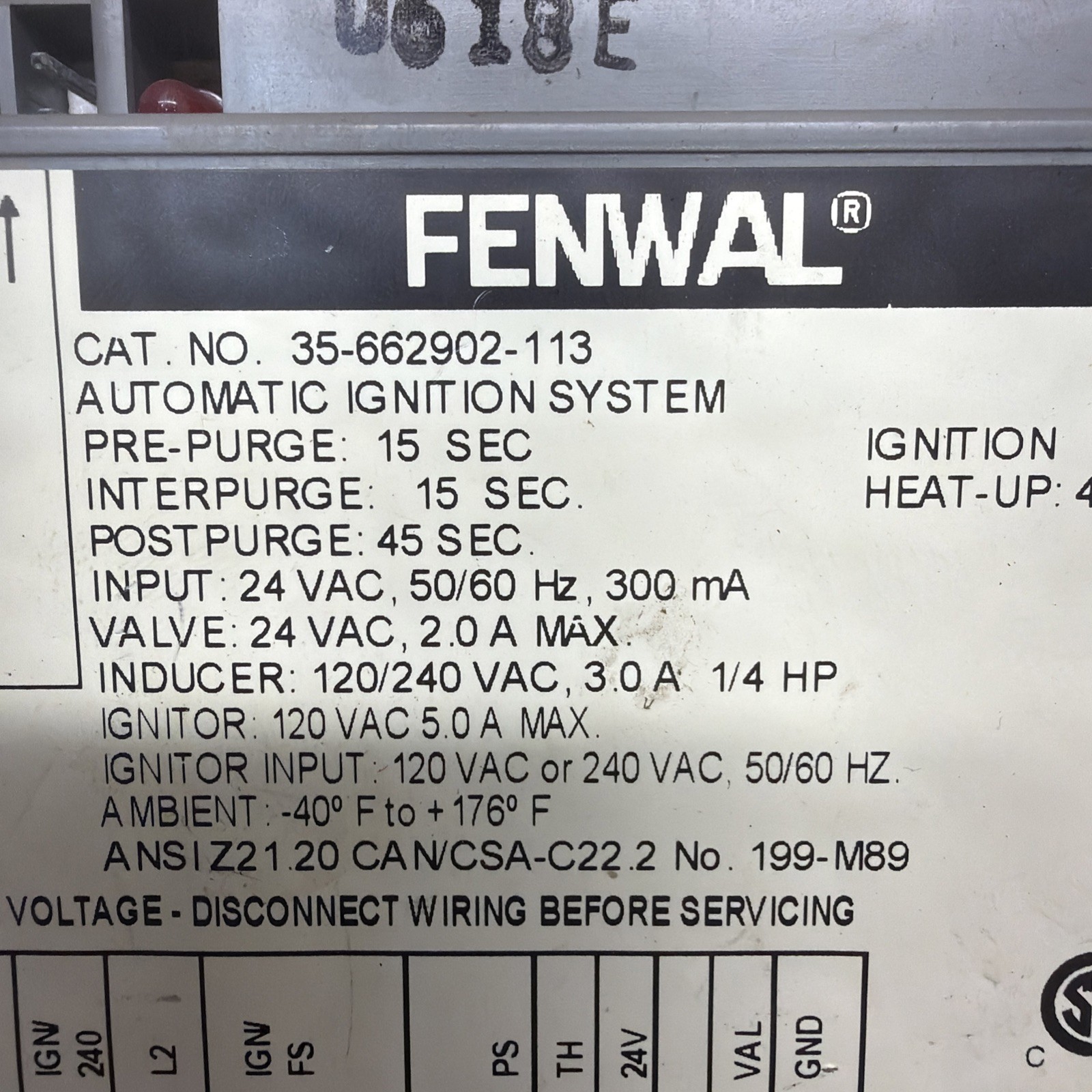 Fenwal 35-662902-113 Automatic Ignition Control System, PENTAIR 472447