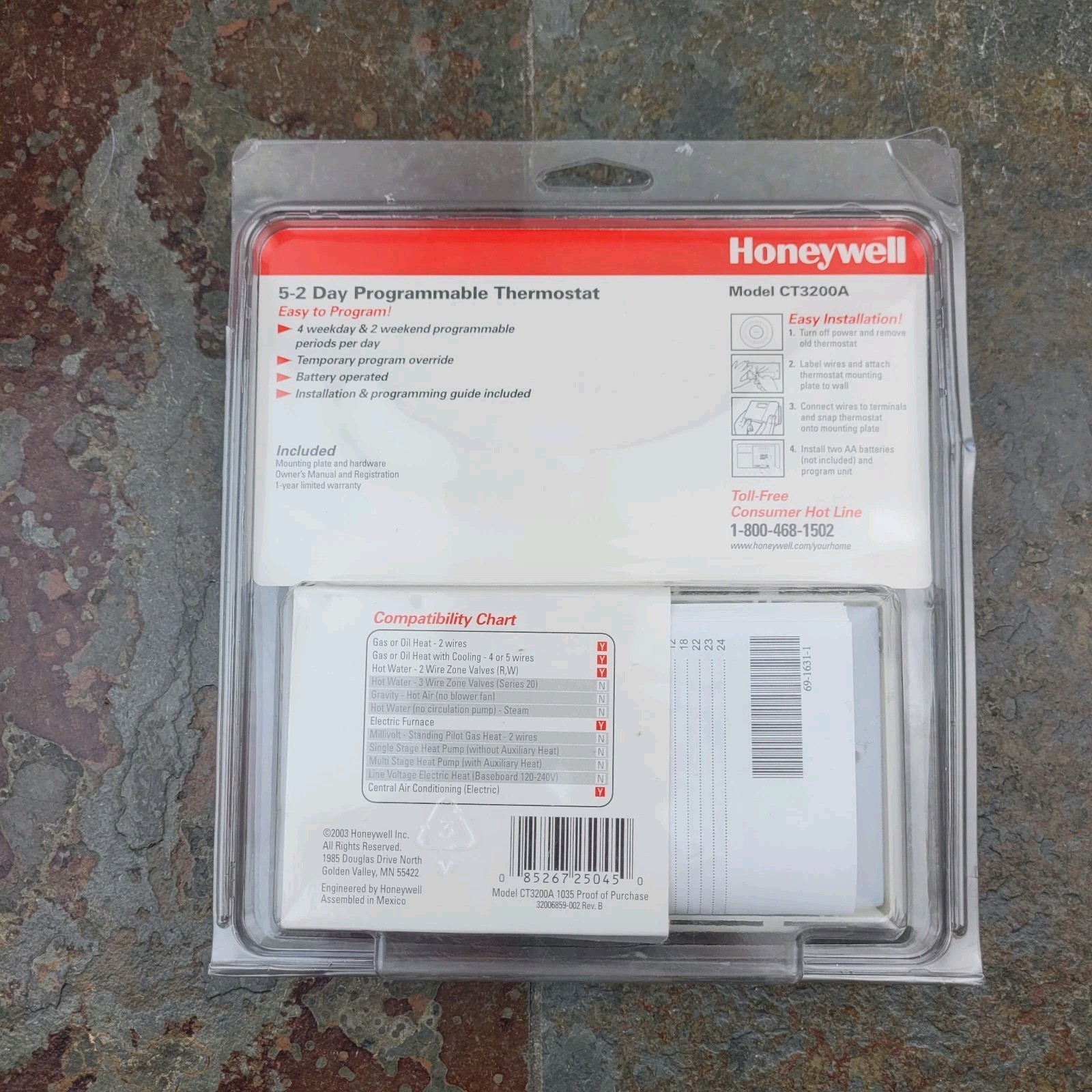 Honeywell CT3200A 5-2 Day Programmable Thermostat
