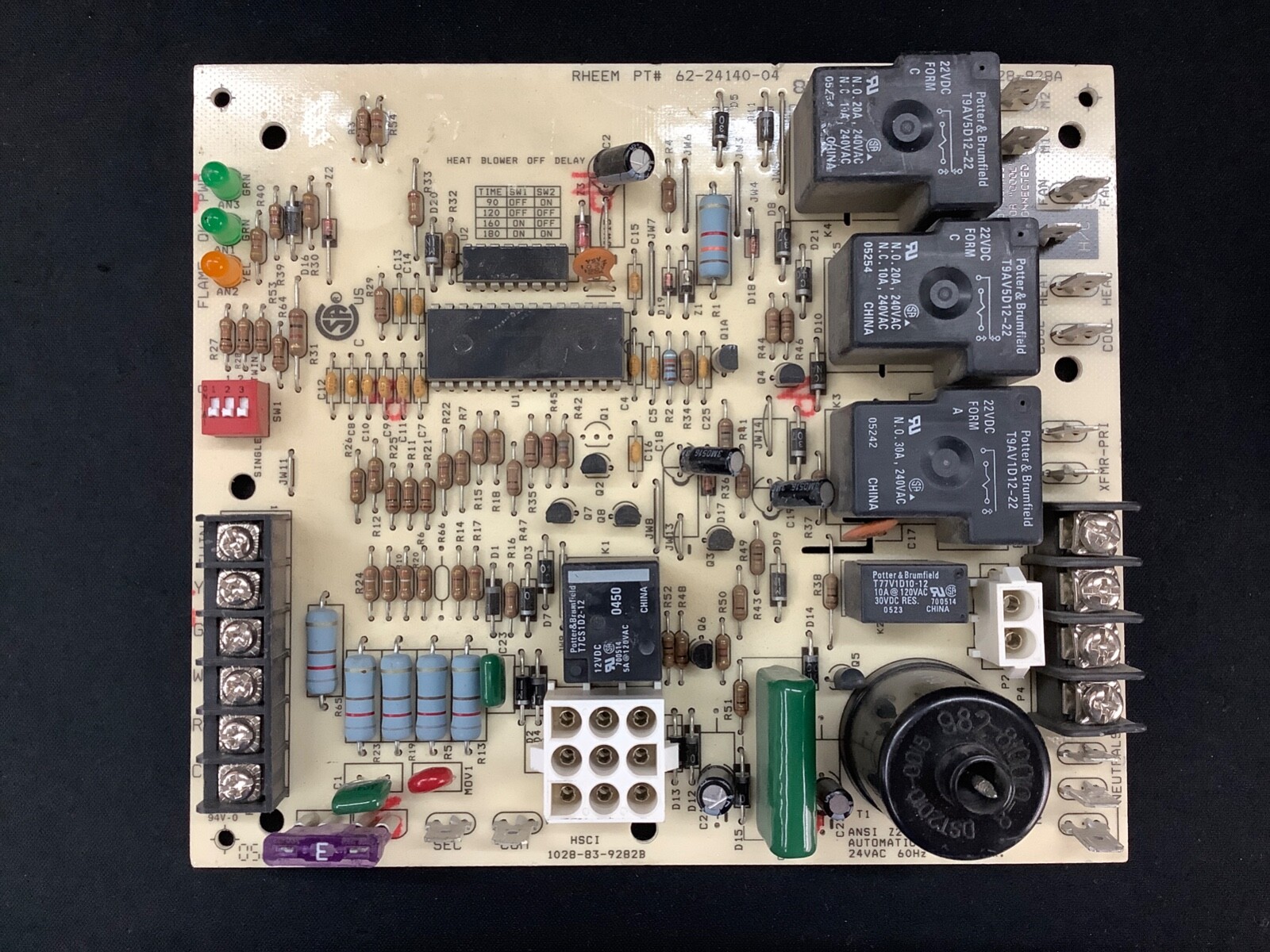 90-DAY WARRANTY 62-24140-04 Furnace Control Board for Rheem, Ruud, etc 1028-928a