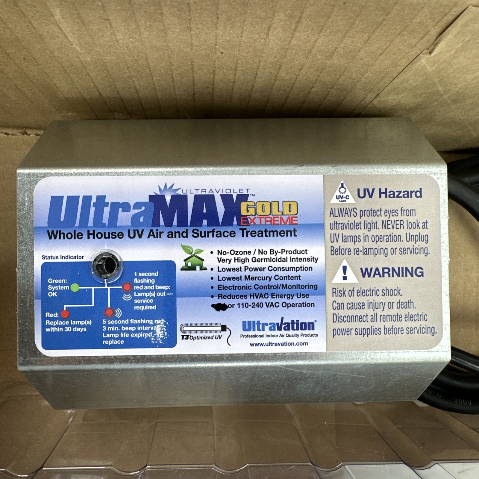Ultravation UMX1202T-PCO UV Air Purifier HVAC System | UltraMax Gold Extreme