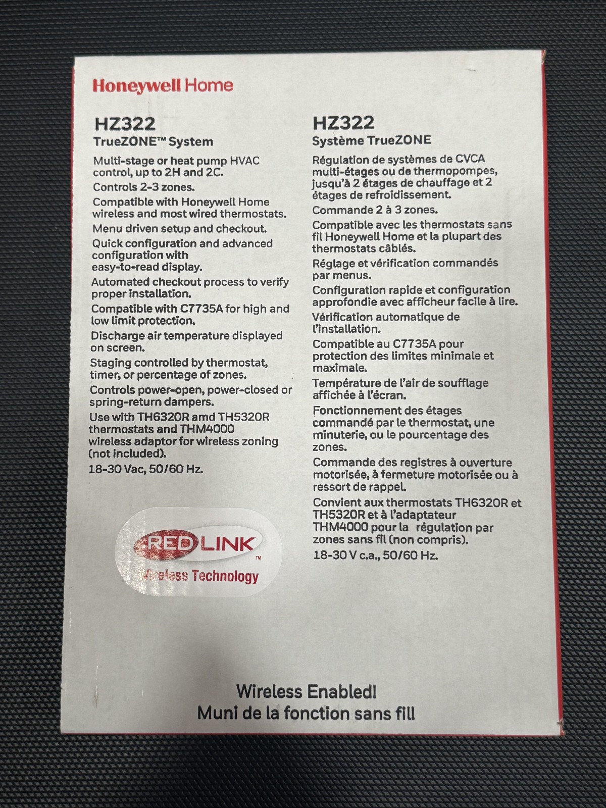 Honeywell TrueZONE System HZ322 3 Zone Control Panel up to 2H & 2C HVAC Control