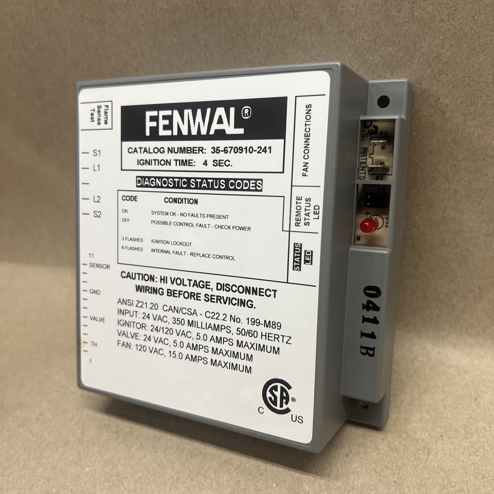FENWAL 35-670910-241 Automatic Ignition Control Module