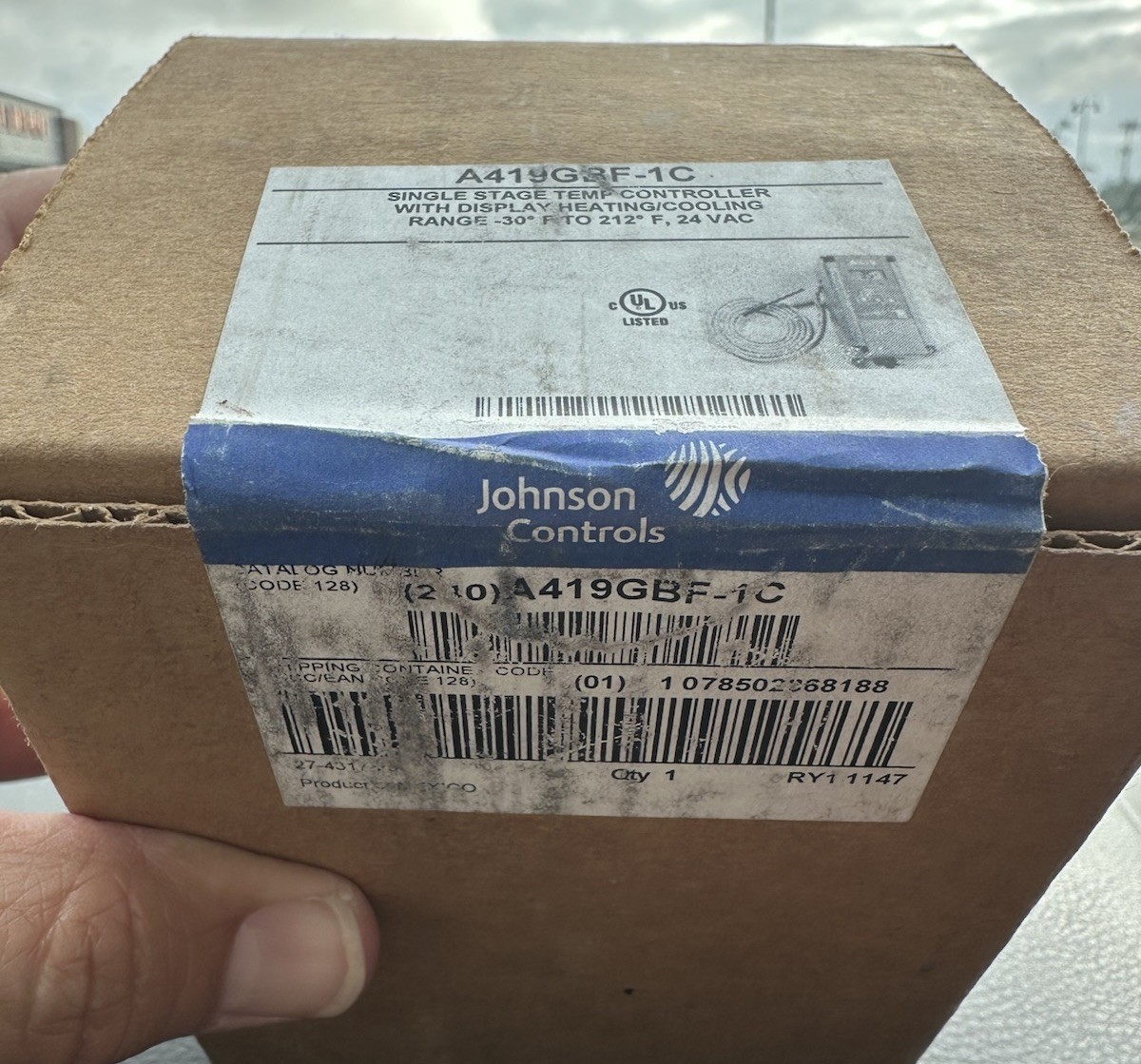 Johnson Controls A419GBF-1C Single Stage Temp Controller 24 VAC SEALED BOX