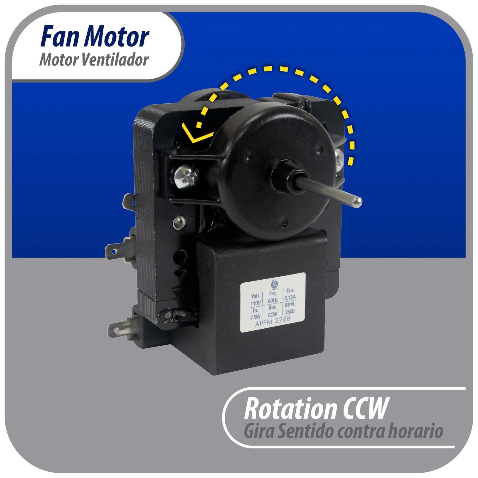Appli Parts evaporator Fan Motor for refrigerators and freezers 110V 60Hz 0.12A